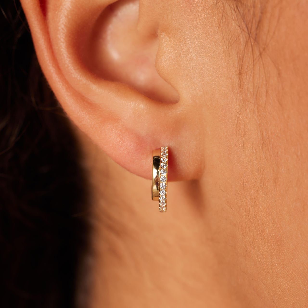 Zilveren goldplated oorringen met zirkonia voor dames