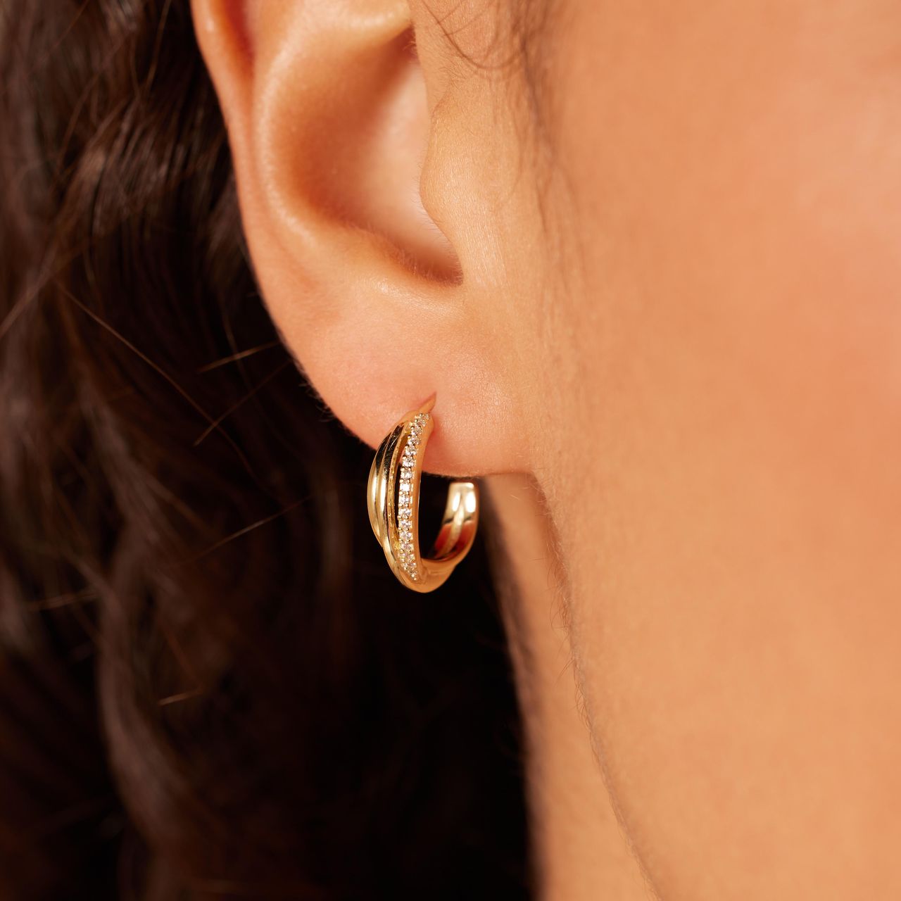 Zilveren goldplated oorringen met zirkonia voor dames