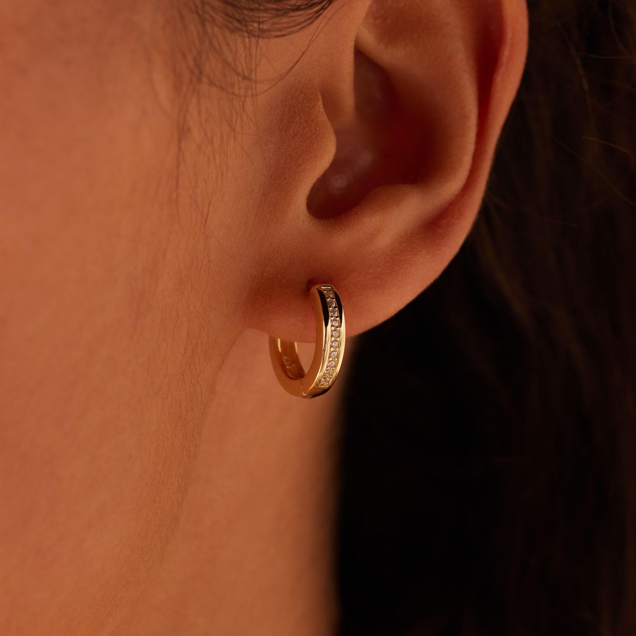 Zilveren goldplated oorringen met zirkonia voor dames