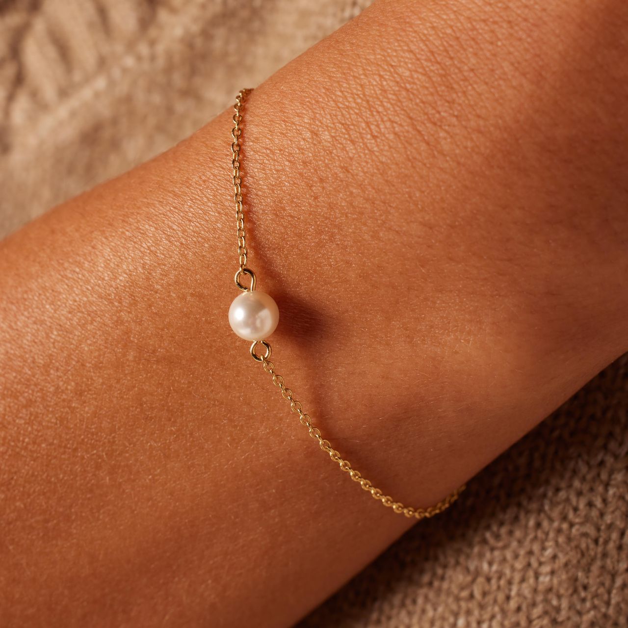 Armband, 925 Silber, vergoldet, mit Perle