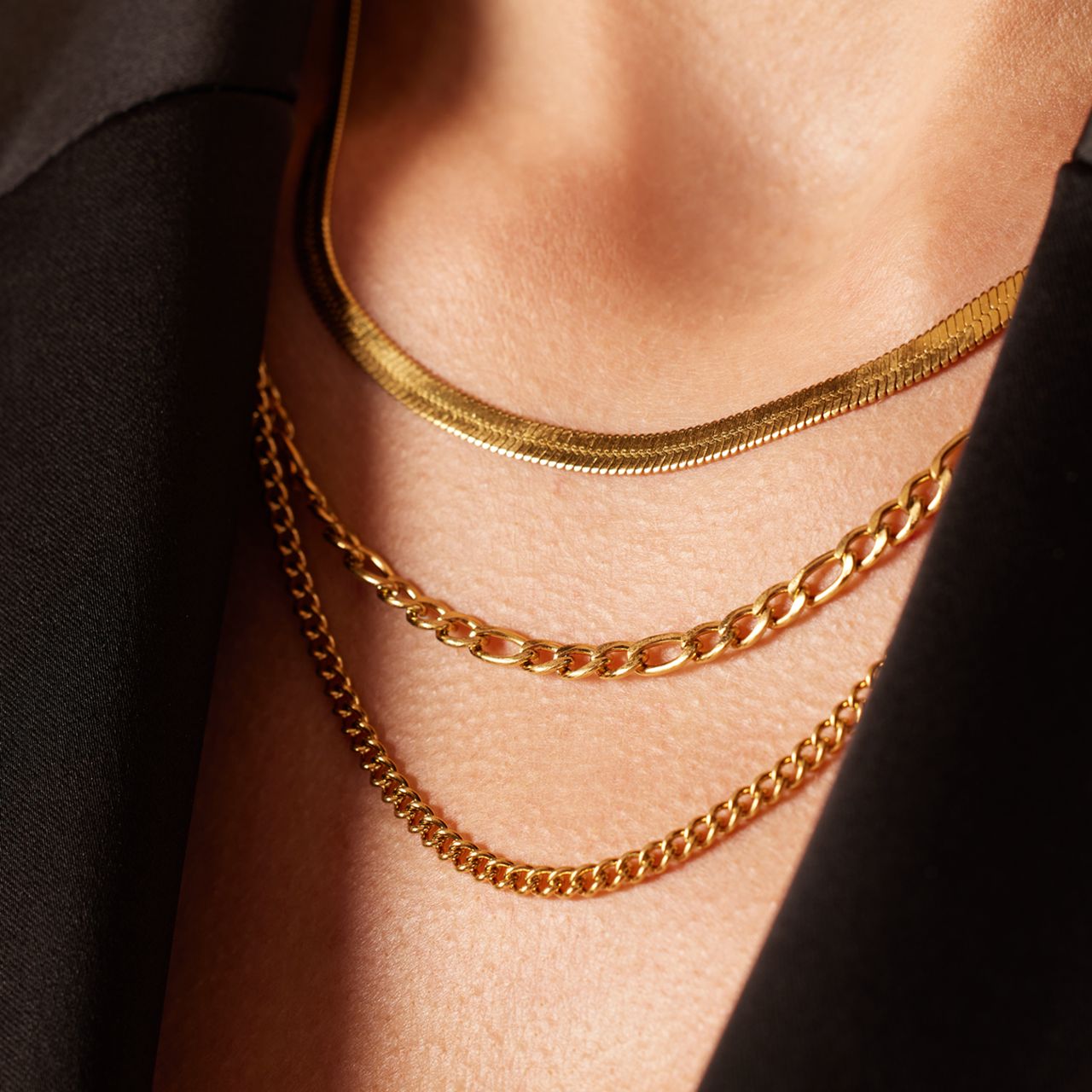 Camille stainless steel goldplated ketting multi voor dames