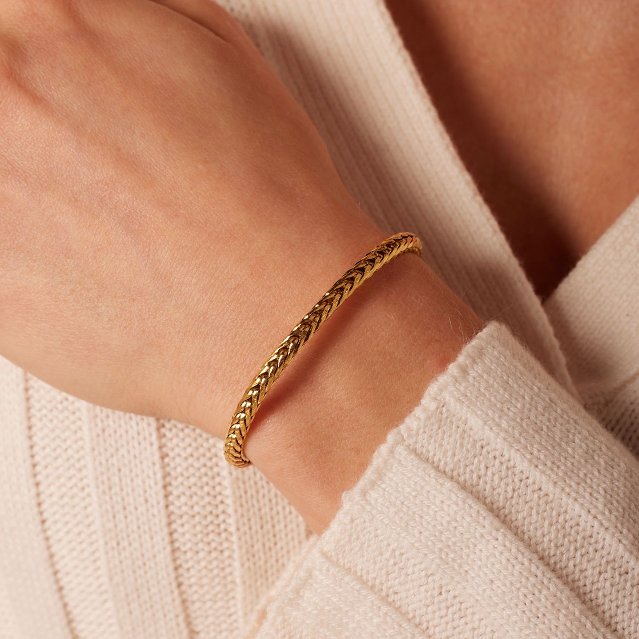 Stalen goldplated fantasiearmband voor dames
