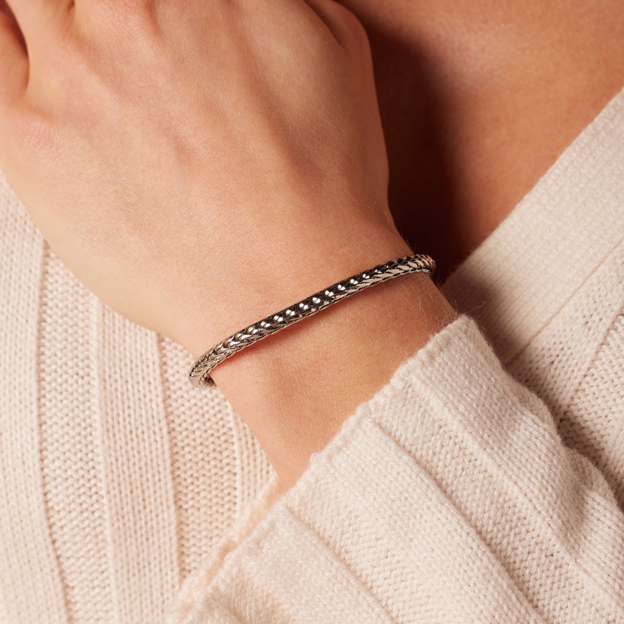 Stainless steel armband met vossenstaartschakel