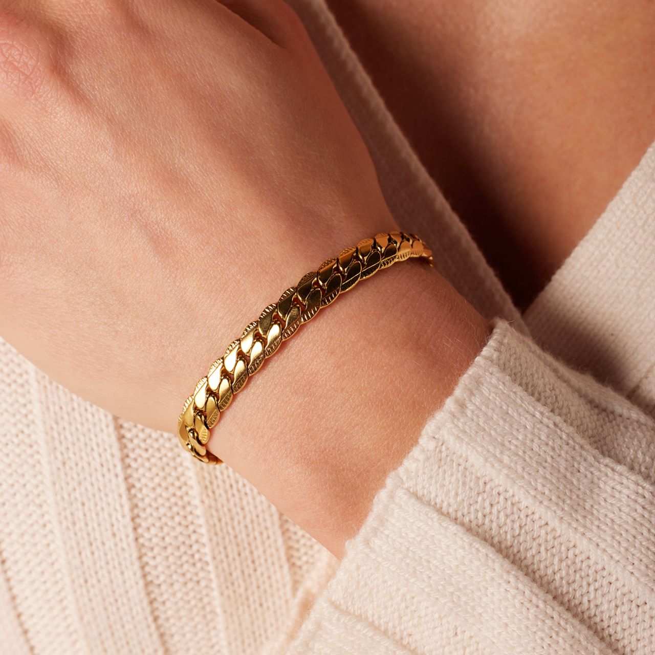 Stainless steel goldplated fantasiearmband voor dames