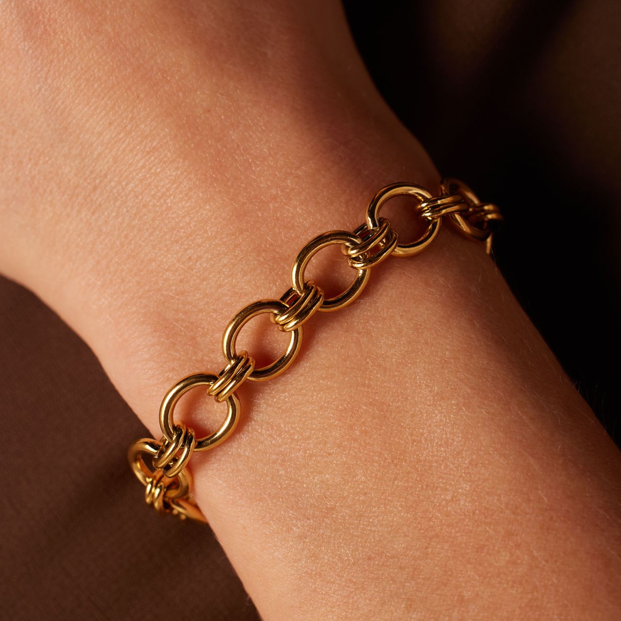 Armband aus Edelstahl, vergoldet, poliert, breit