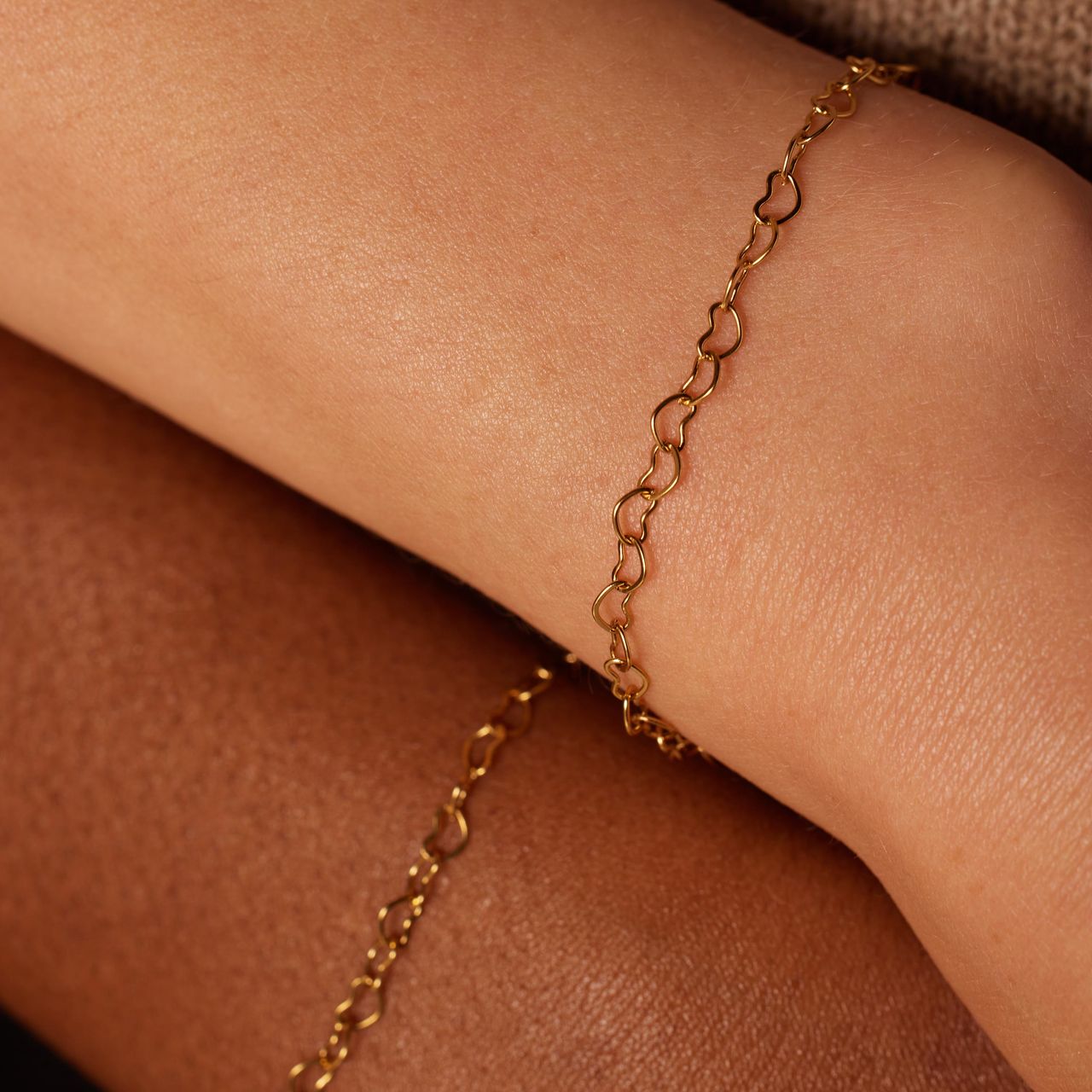 Armbänder aus Edelstahl, vergoldet, Mutter/Tochter, Herz