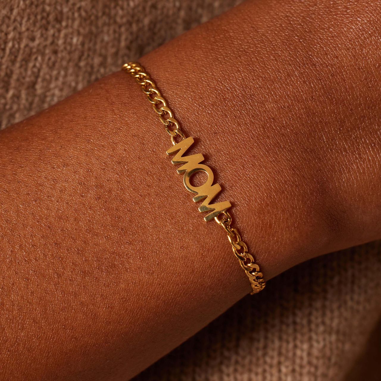 Armband aus Edelstahl, vergoldet, Mom