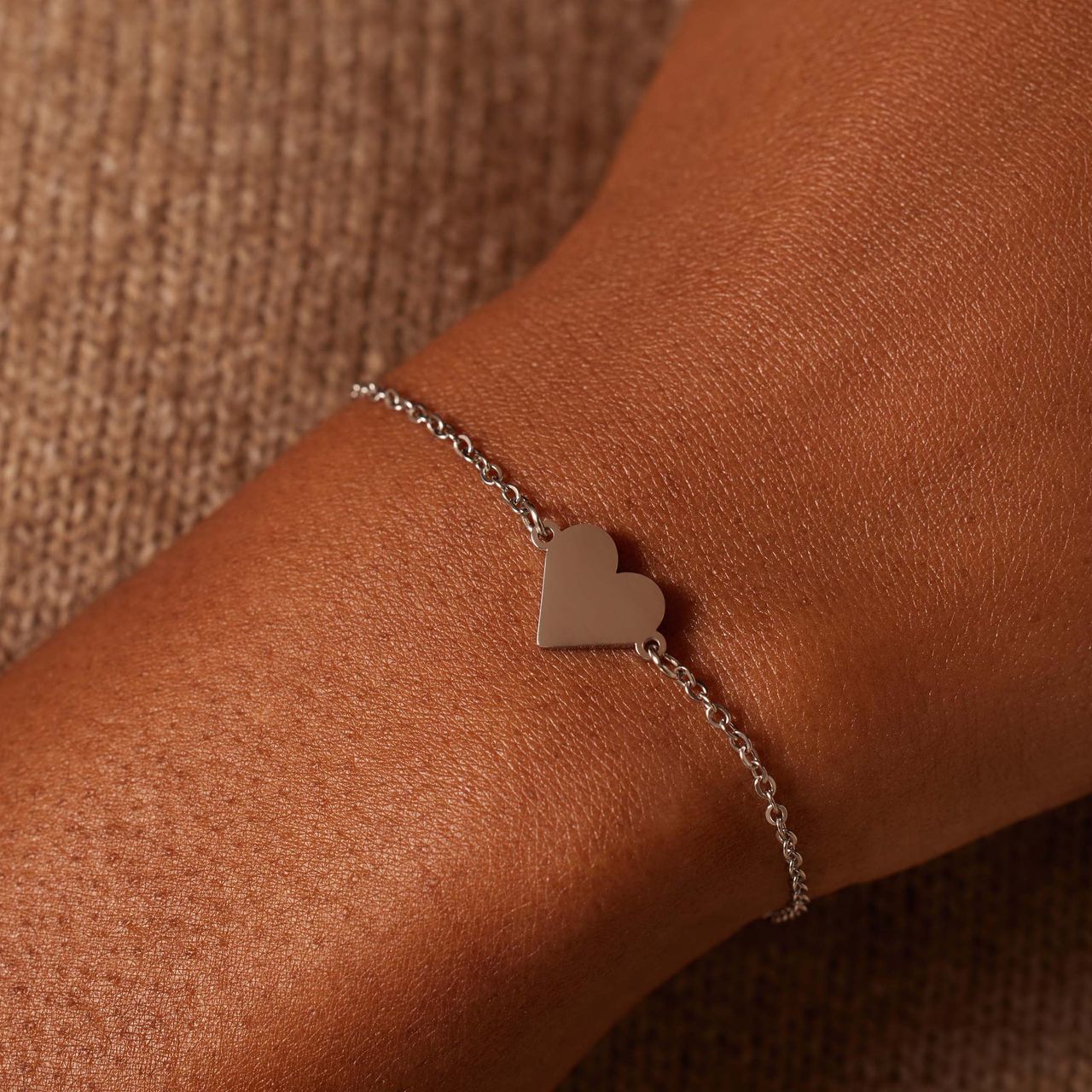 Armbänder aus Edelstahl, Mutter/Tochter, Herz, Kordel, Schwarz