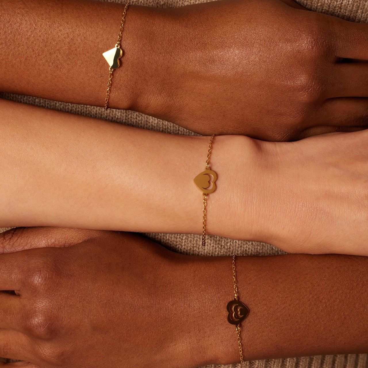 Stalen goldplated armbanden set hart voor dames