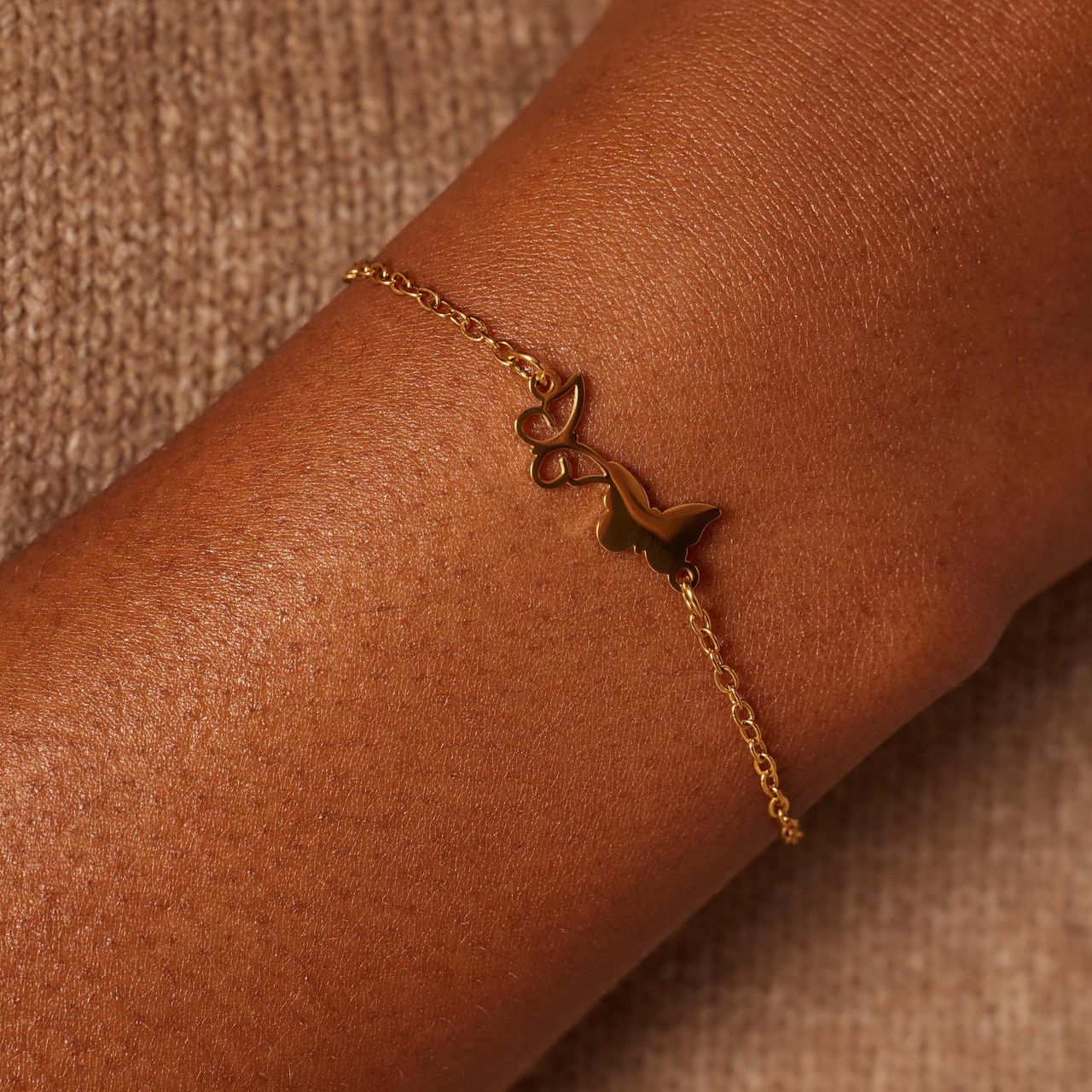 Stainless steel goldplated armbanden set met hanger voor dames