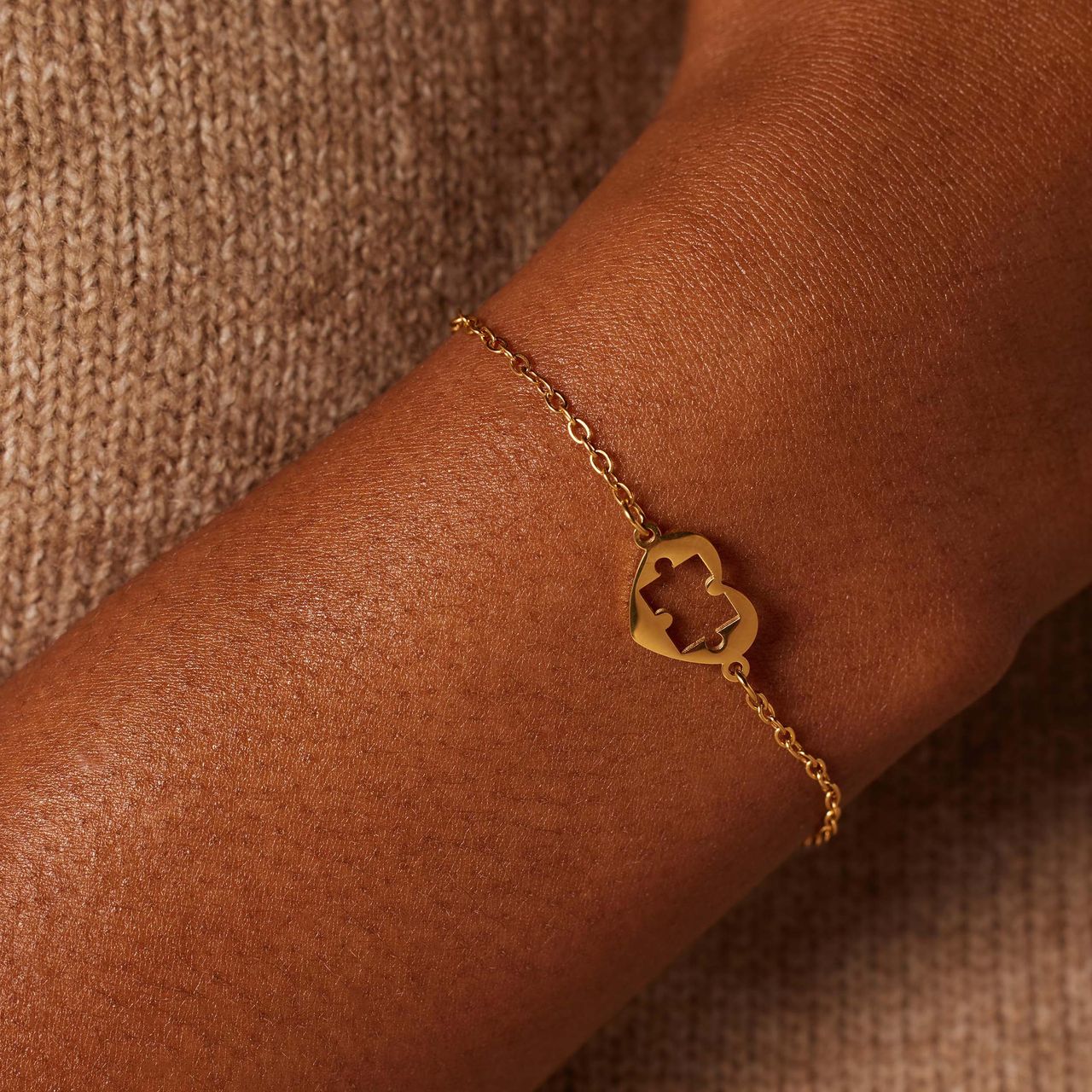 Stalen goldplated armbanden set met hanger voor dames