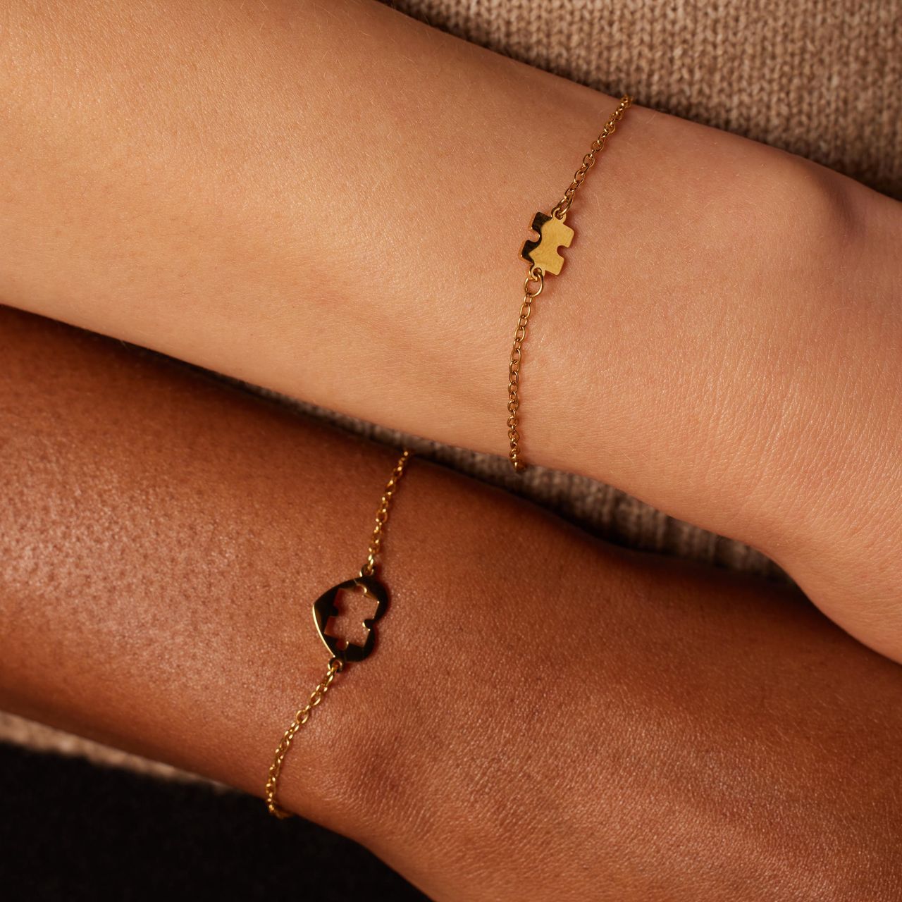 Stalen goldplated armbanden set met hanger voor dames