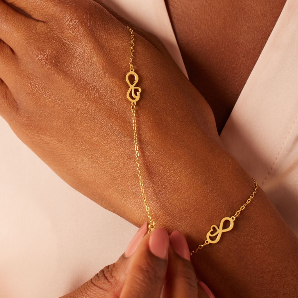 Armbänder aus Edelstahl, vergoldet, Mutter/Tochter, Infinity