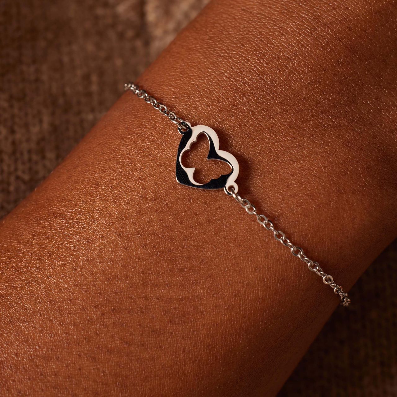 Armbänder aus Edelstahl, Mutter/Tochter, Schmetterling