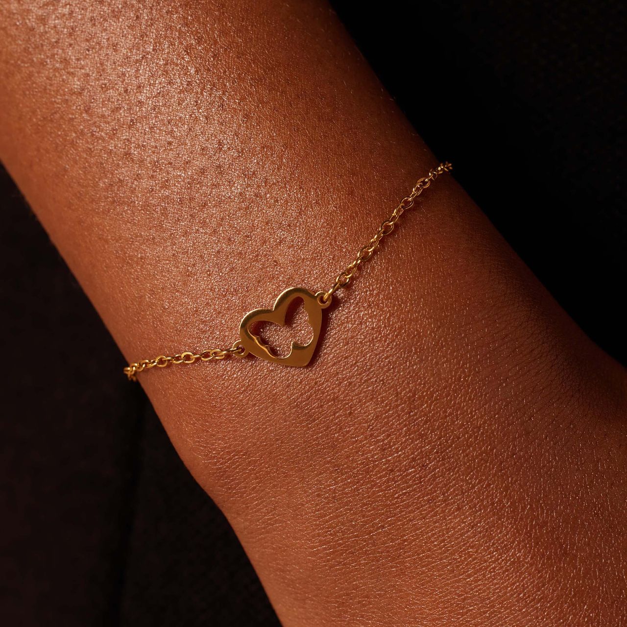Stainless steel goldplated armbanden Moeder/Dochter open hart