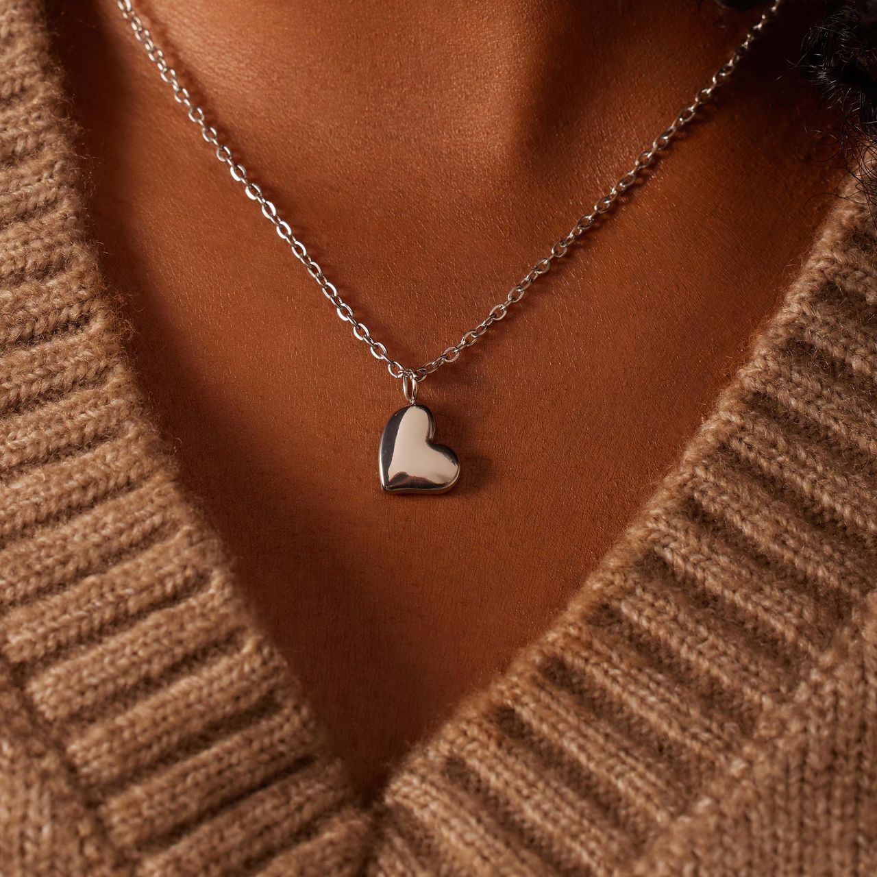 Stainless steel ketting Moeder/Dochter hart/hart