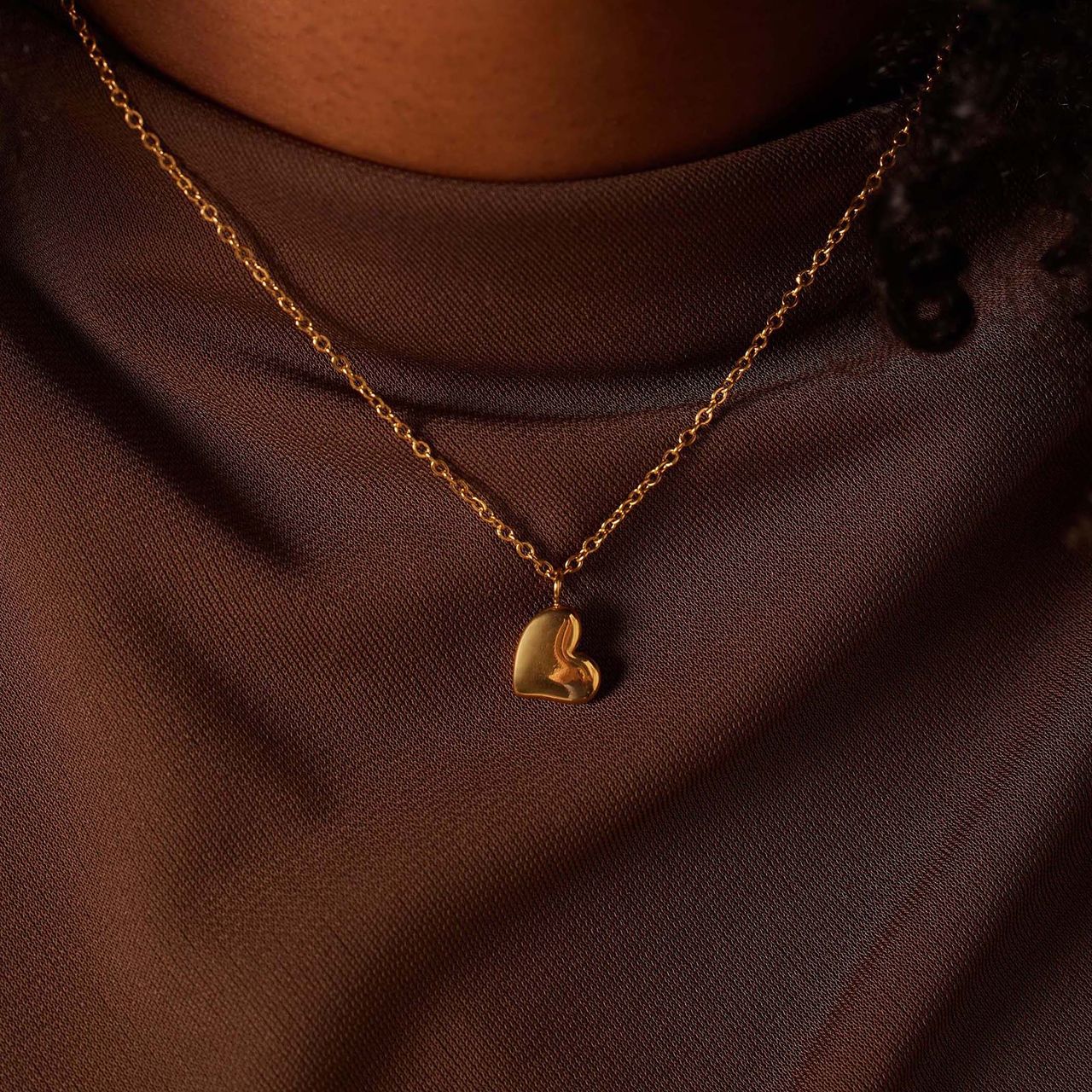 Stalen goldplated ketting Moeder/Dochter hart/hart