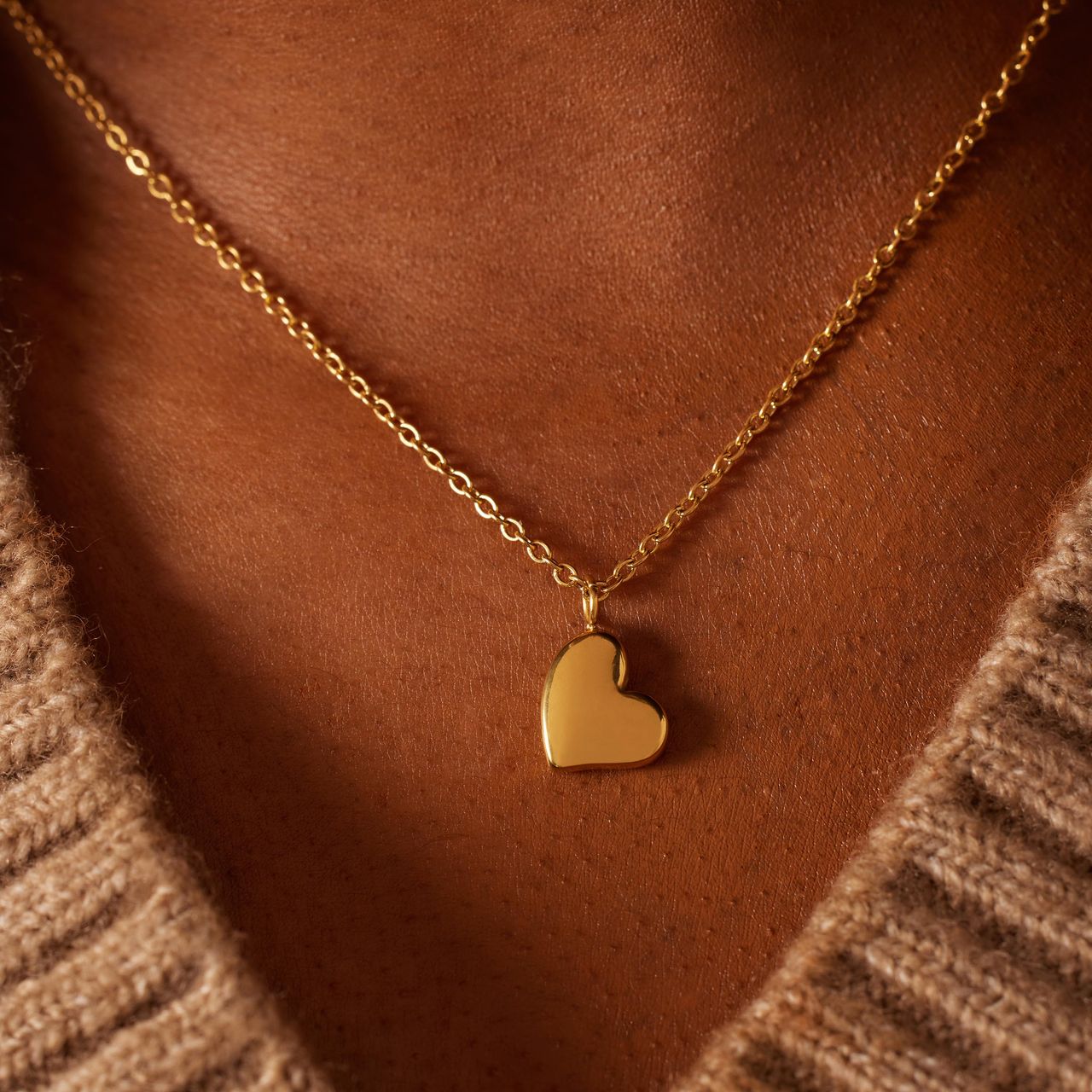 Stainless steel goldplated ketting met hanger hart voor dames