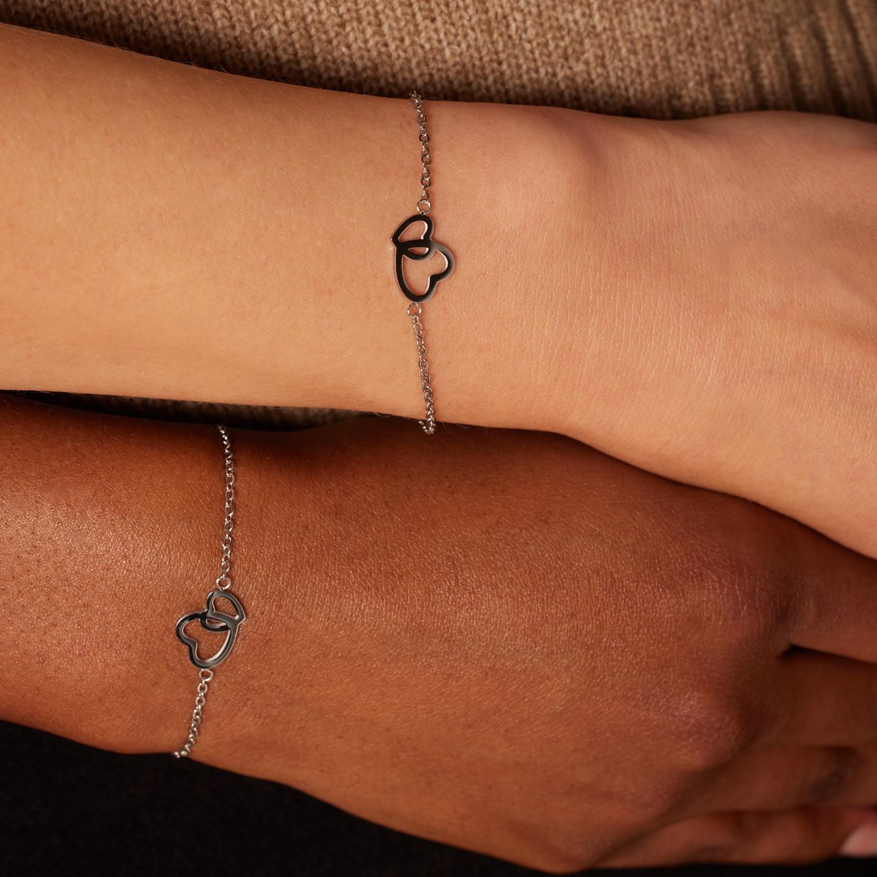 Stainless steel armbanden Moeder/Dochter hart/hart