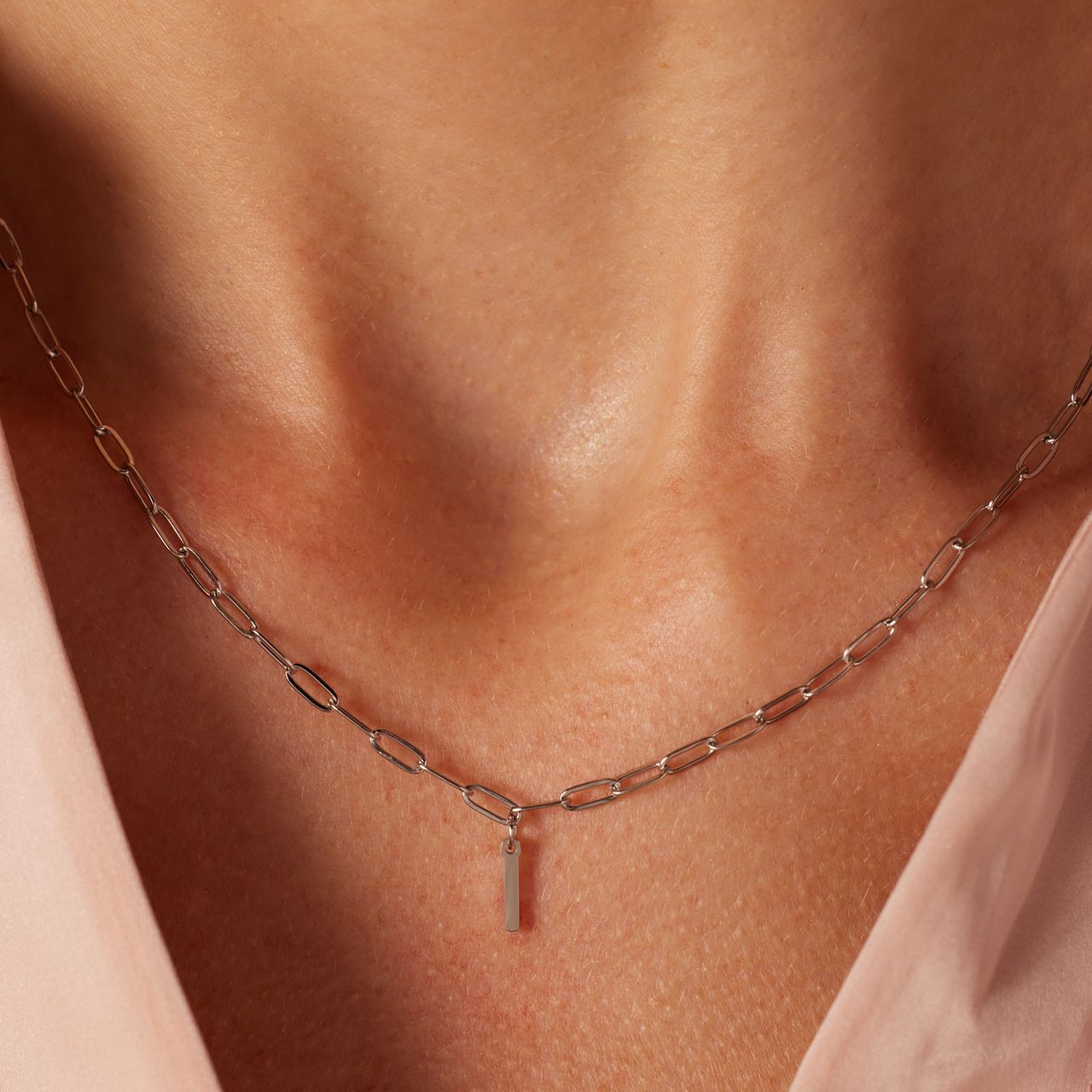 Stainless steel ketting closed forever met letter I