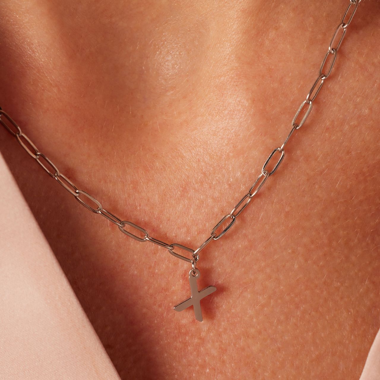 Stalen ketting closed forever met letter X