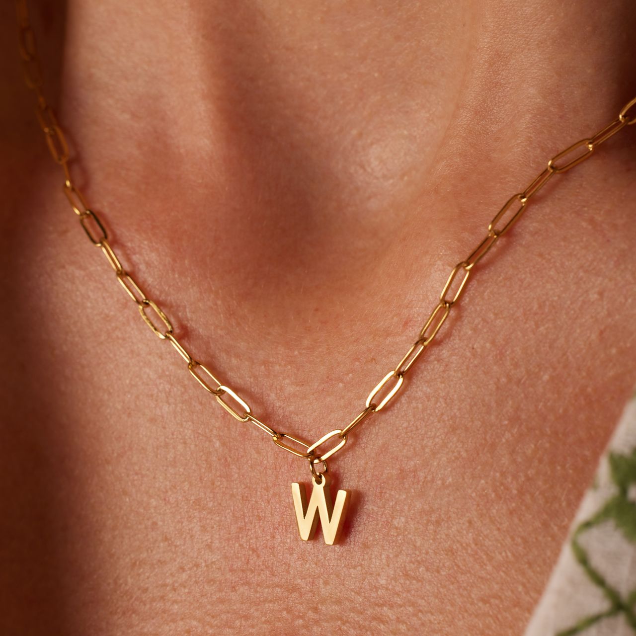 Stainless steel goldplated ketting met hanger letter W voor dames