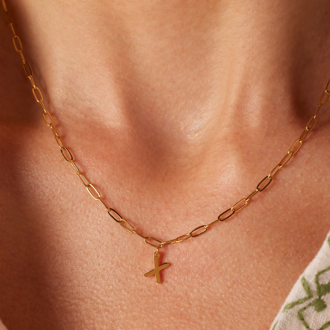 Stainless steel goldplated ketting closed forever letter X