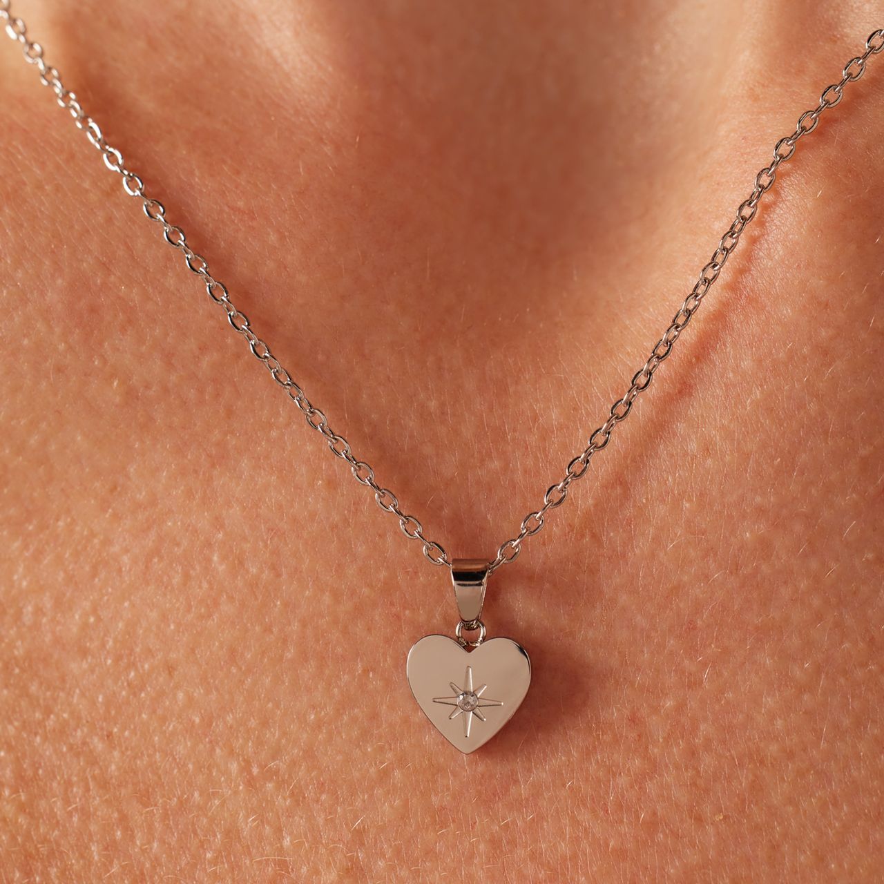 Myla stainless steel ketting hart met zirkonia voor dames