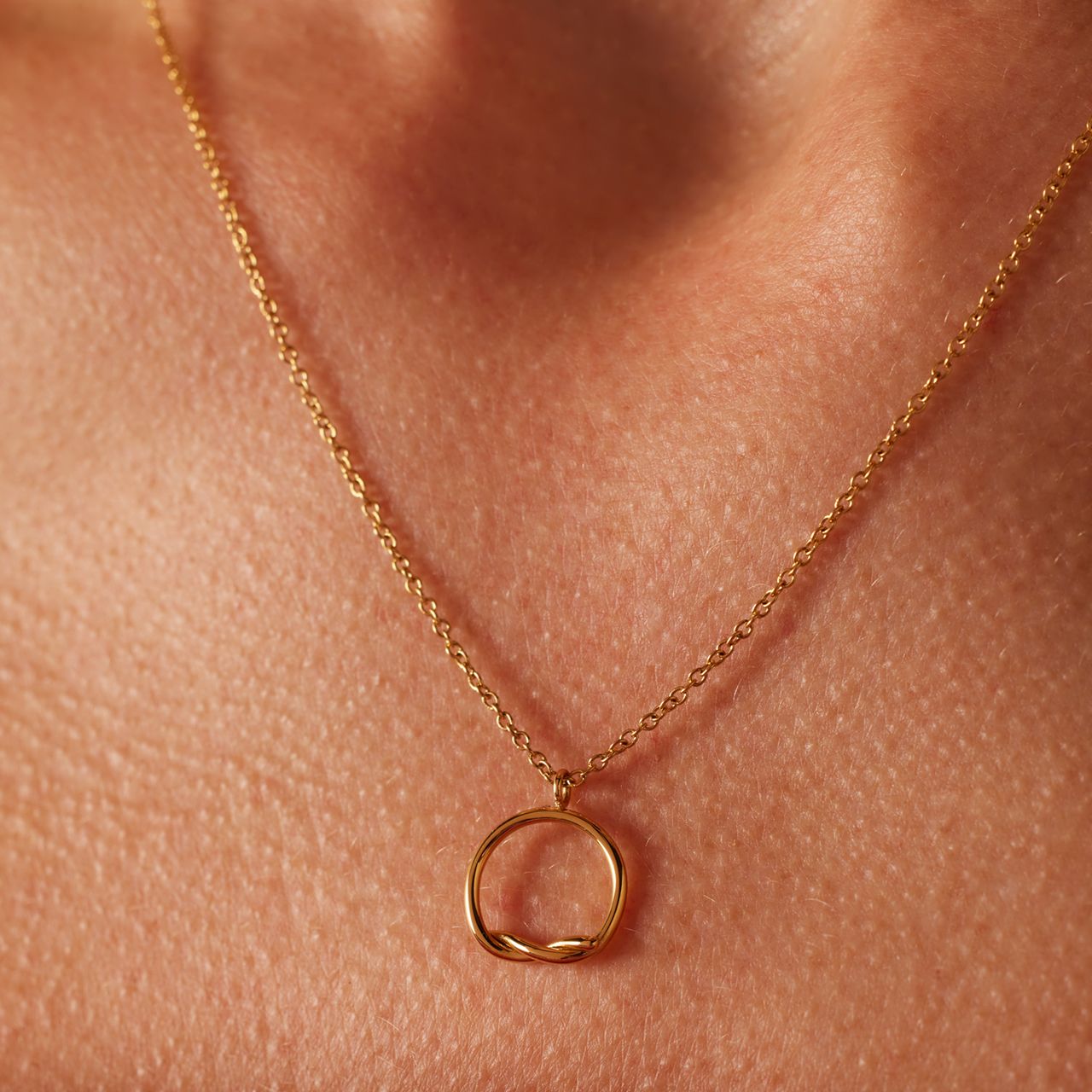 Stalen goldplated ketting met hanger cirkel voor dames