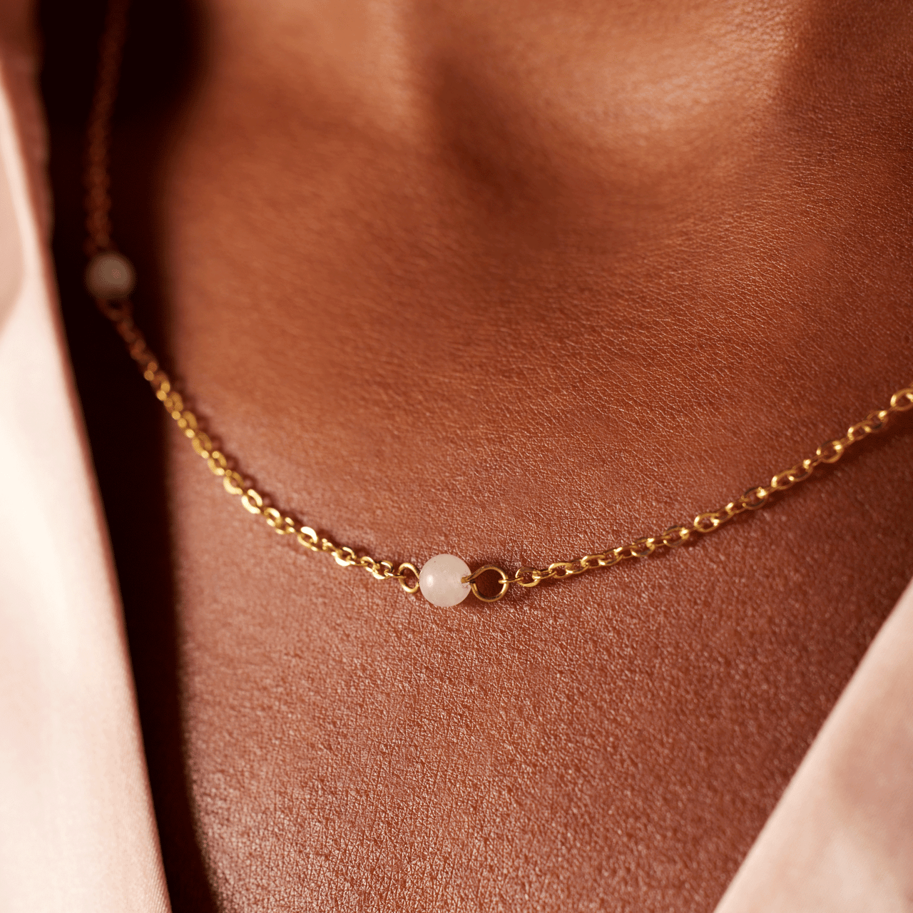 Stalen goldplated ketting met hanger amazoniet voor dames