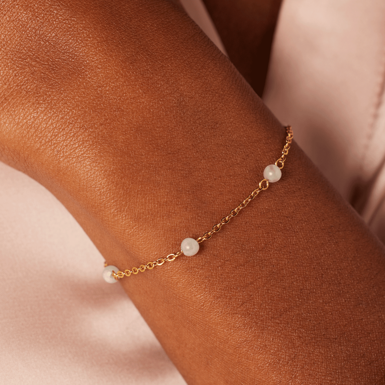 Armband aus Edelstahl, vergoldet, Amazonit