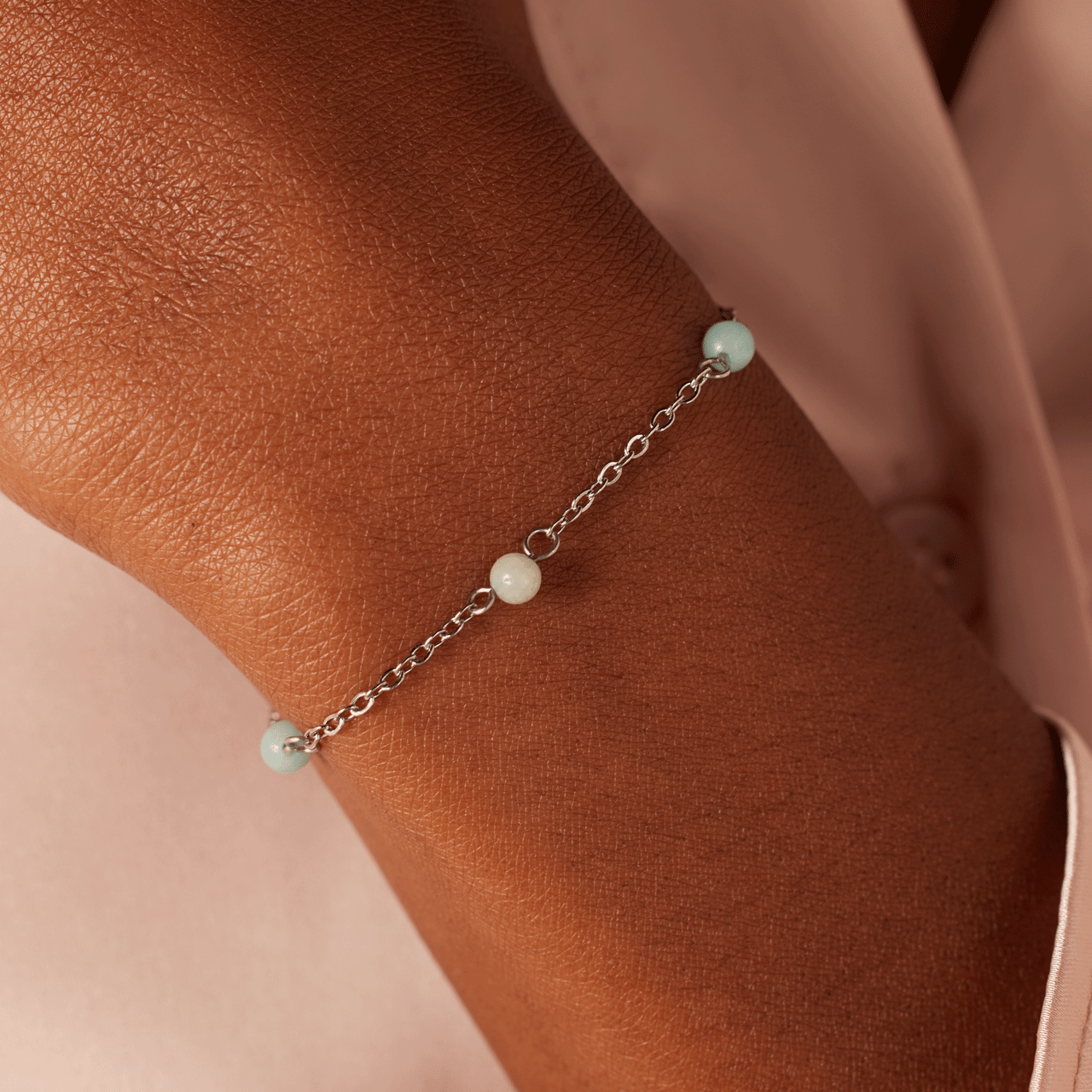 Stainless steel armband gemstone Amazonite