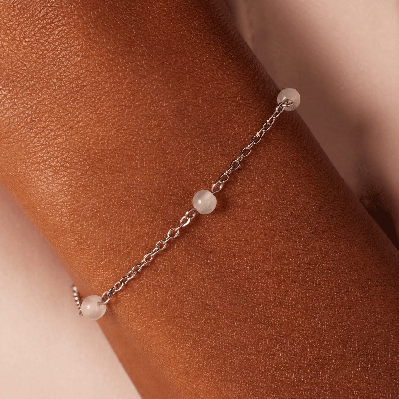Stalen armband gemstone White Agate