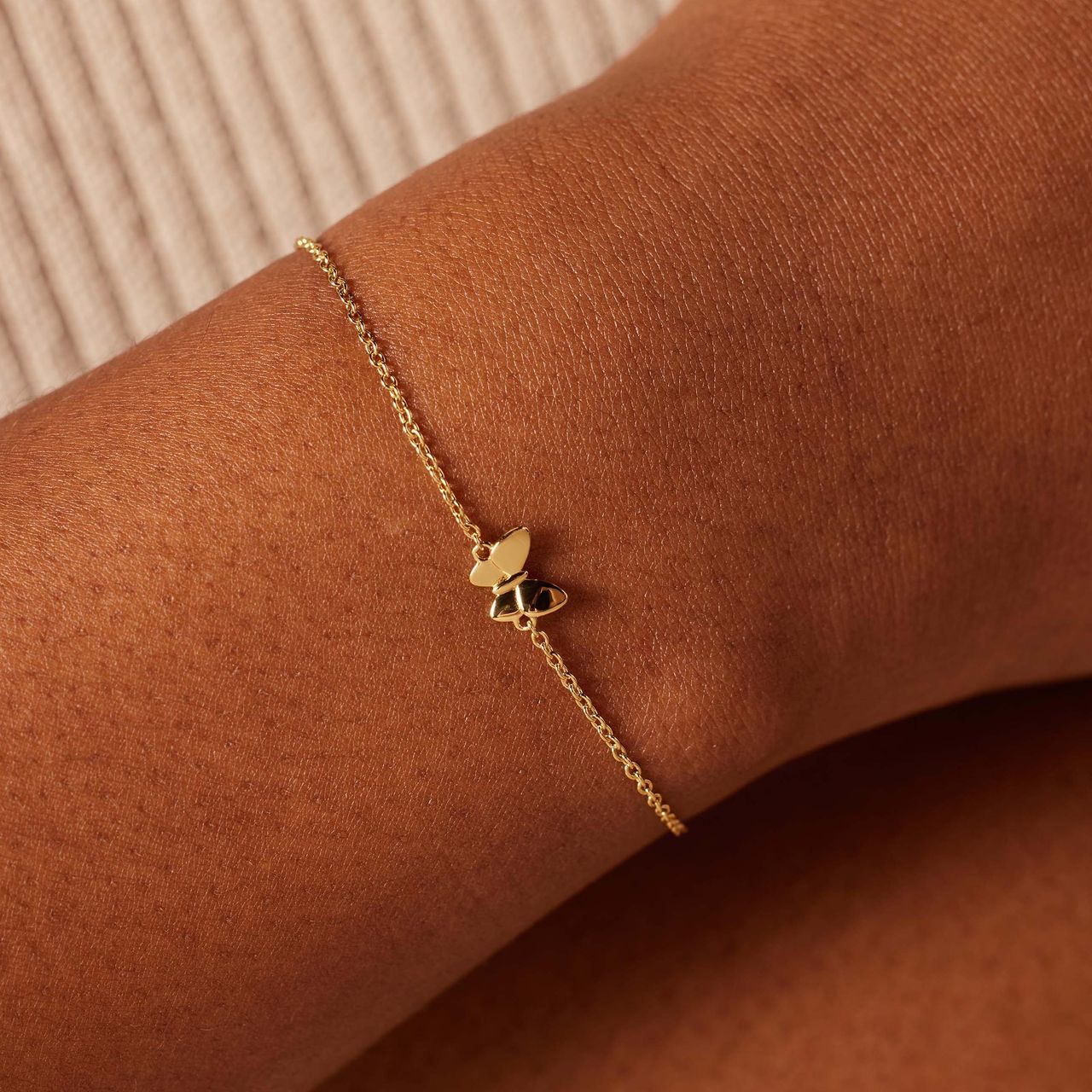 Zilveren goldplated armband vlinder voor dames