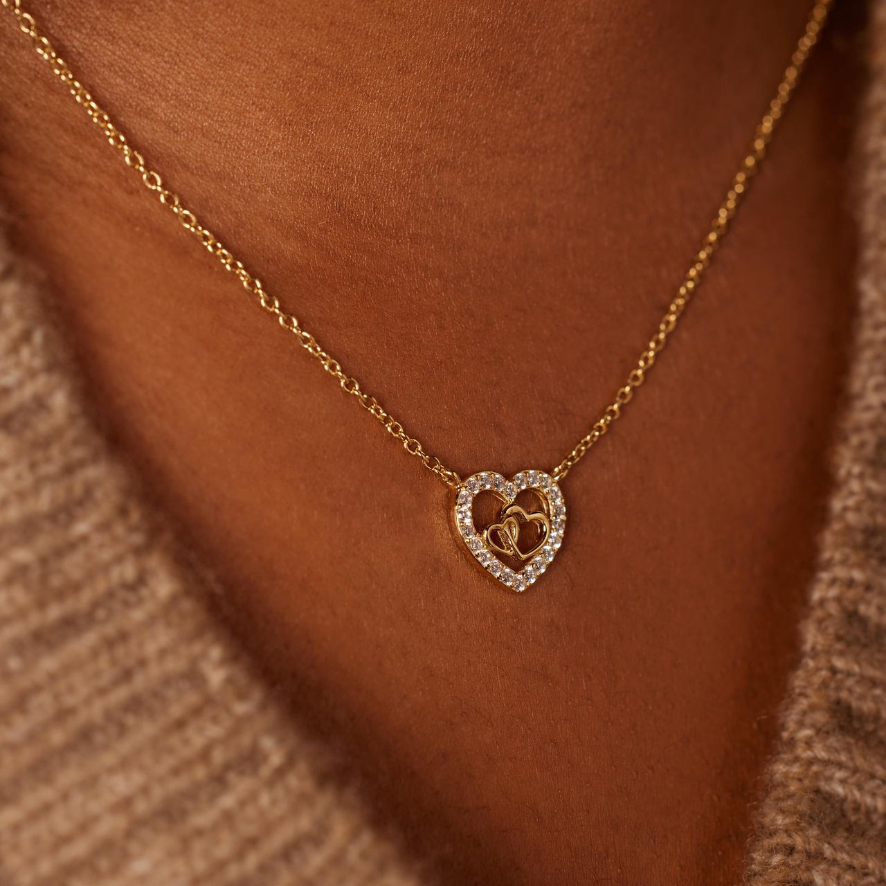 Zilveren goldplated ketting hart zirkonia