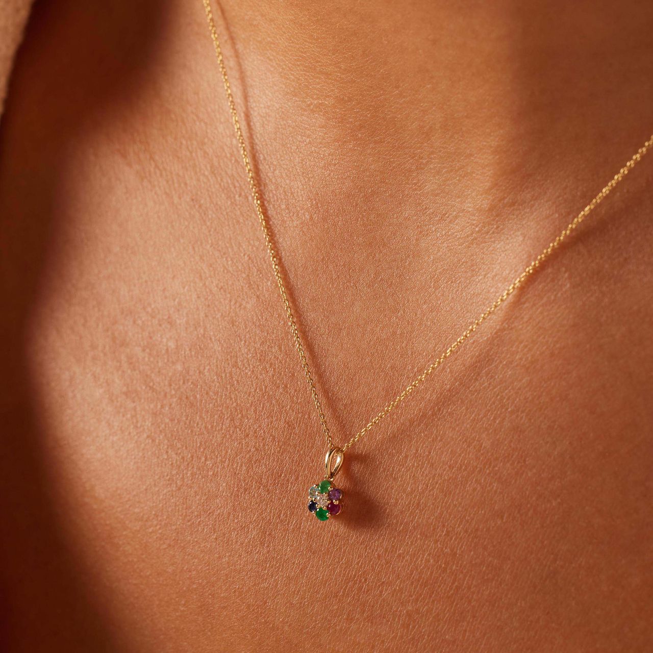 Diamond luxury 14 karaat gouden collier bloem diamant(0,025ct) voor dames