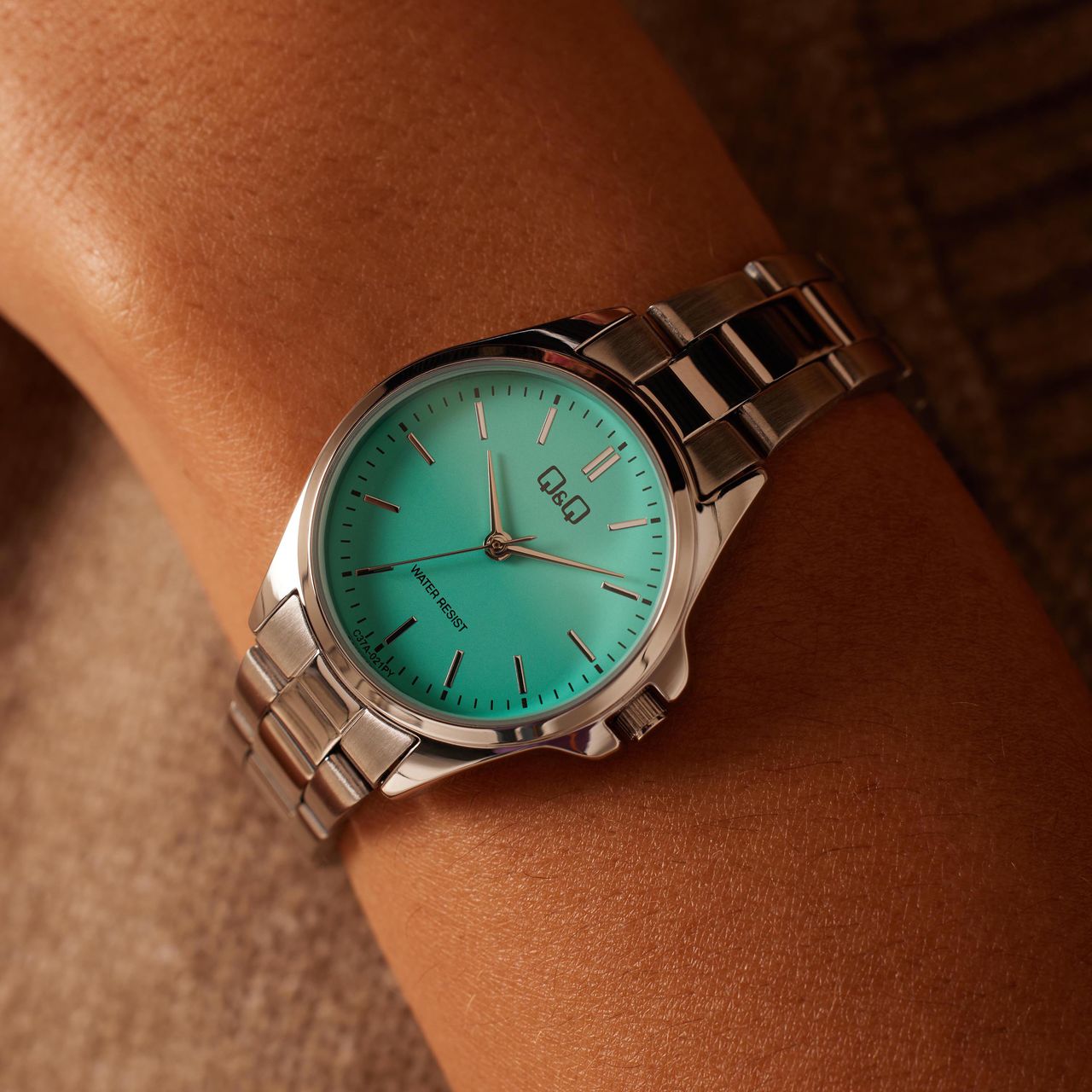 Q&Q stalen dameshorloge Turquoise