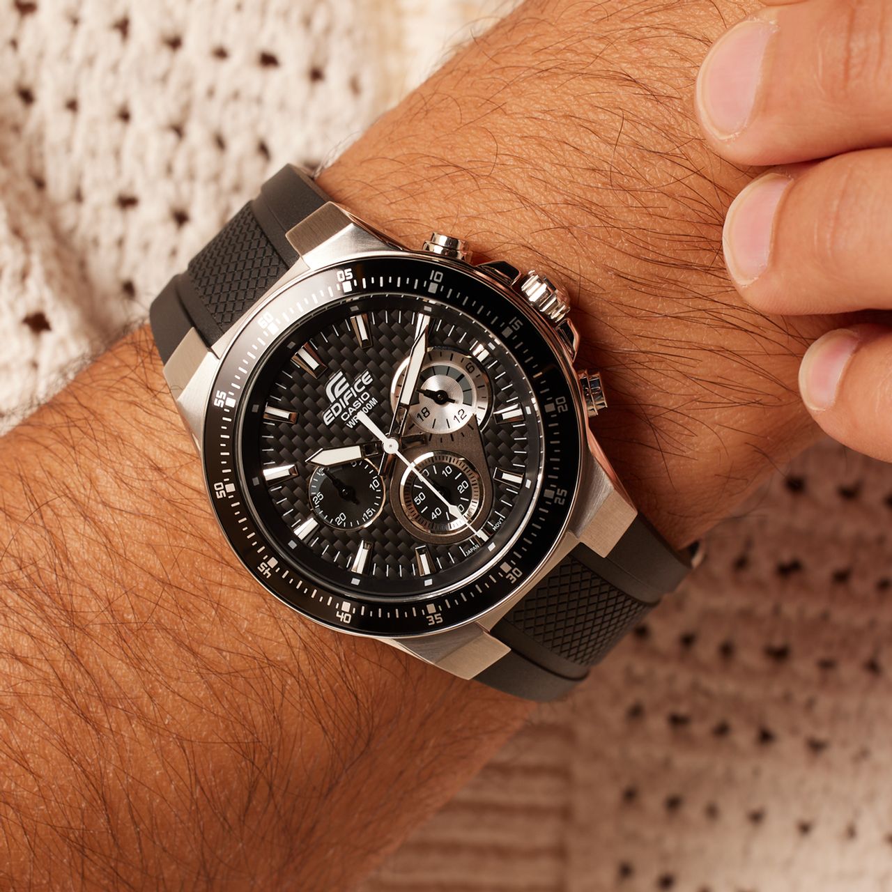 Edifice horloge rubber band zwart EF-552-1AVEF