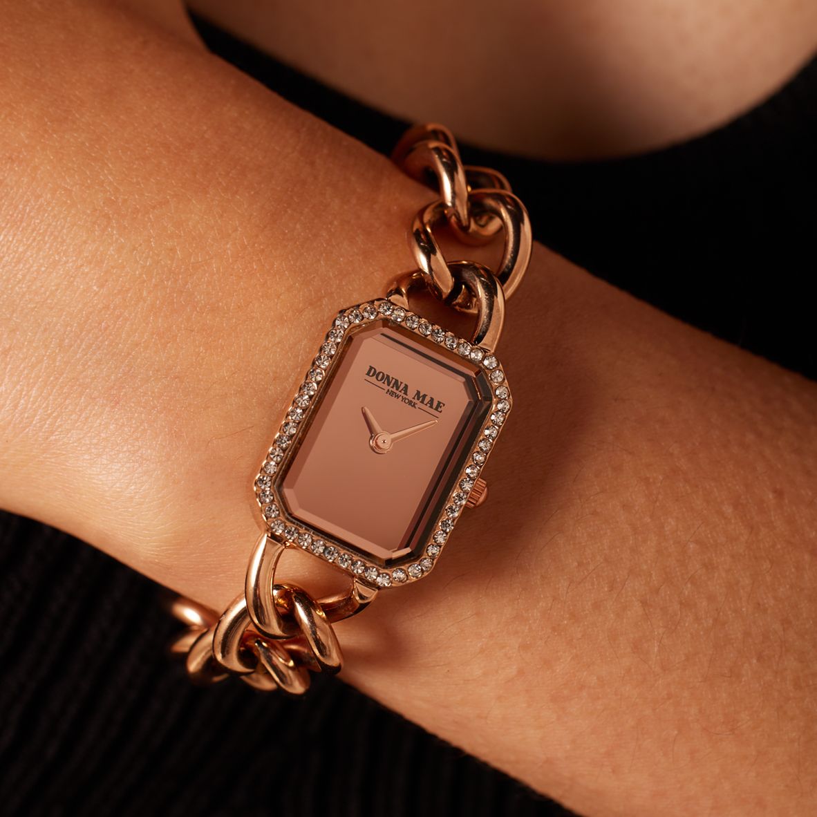 Donna Mae horloge rosé-kleurig schakelband