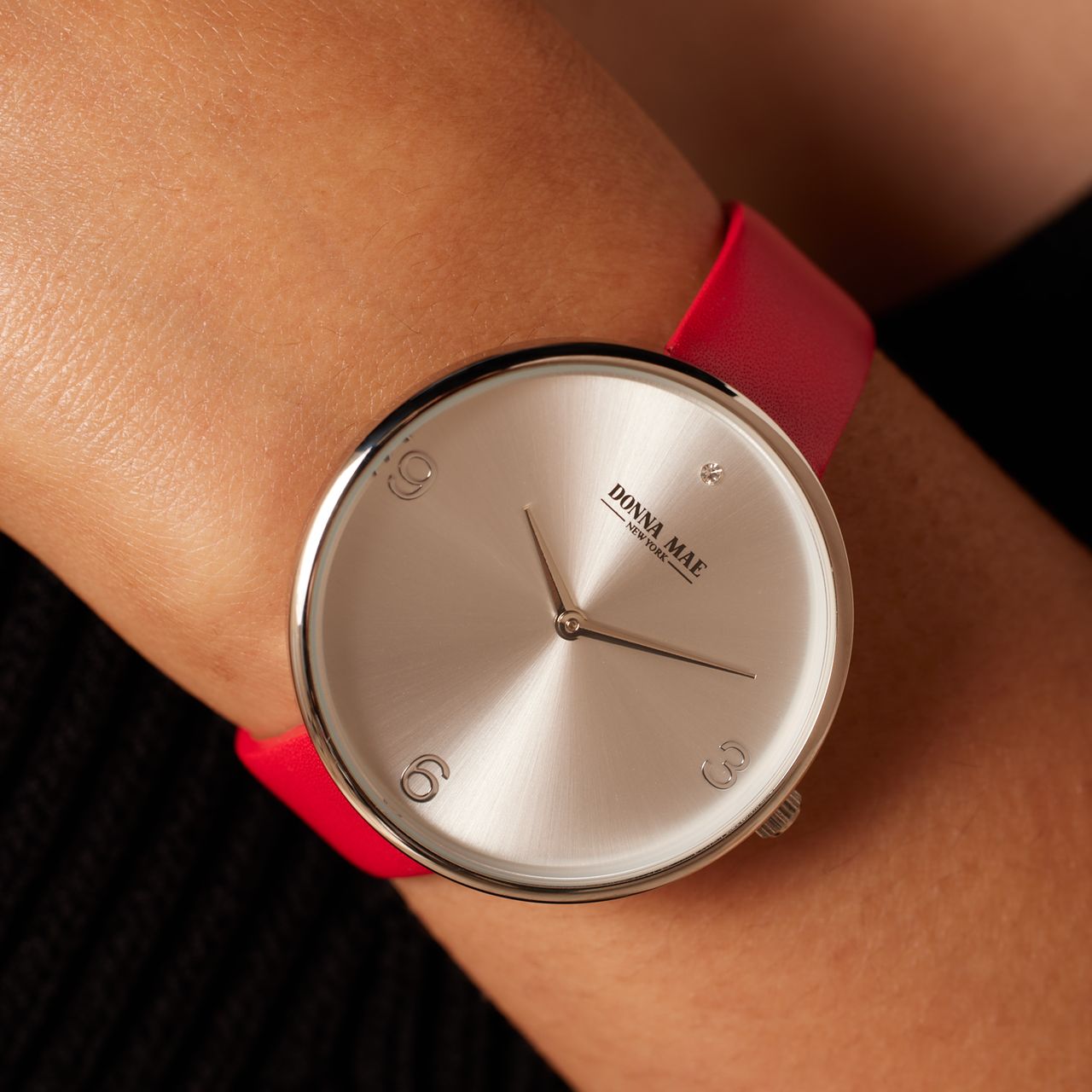 Donna Mae horlog magenta leren band en zirkonia