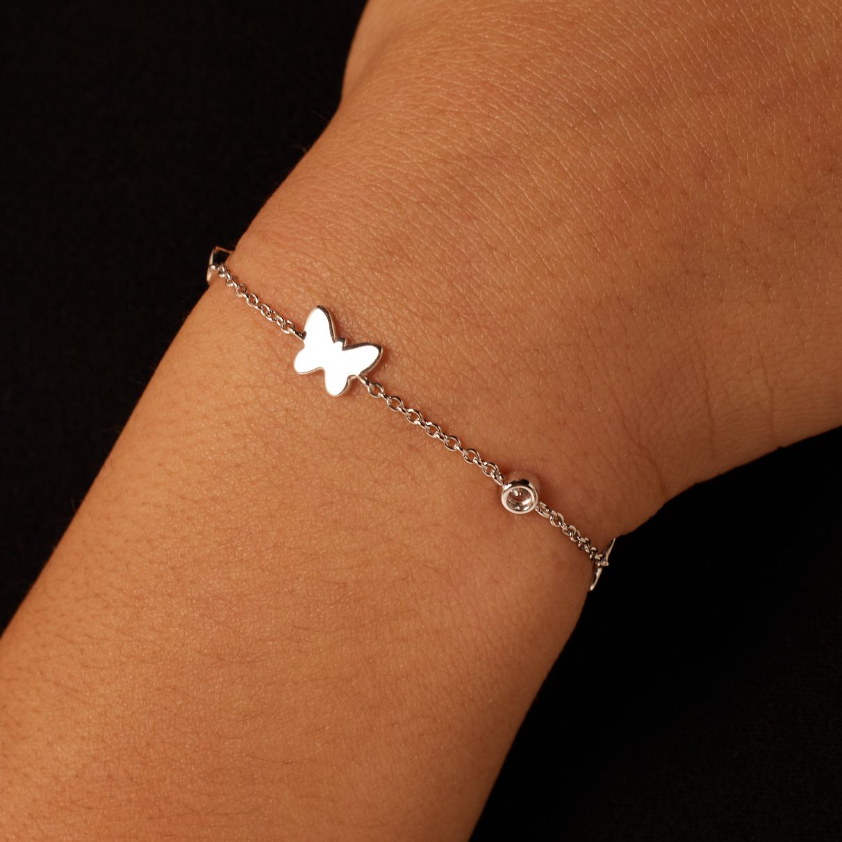Armband für Kinder aus 925er Silber, Schmetterlinge, Zirkonia