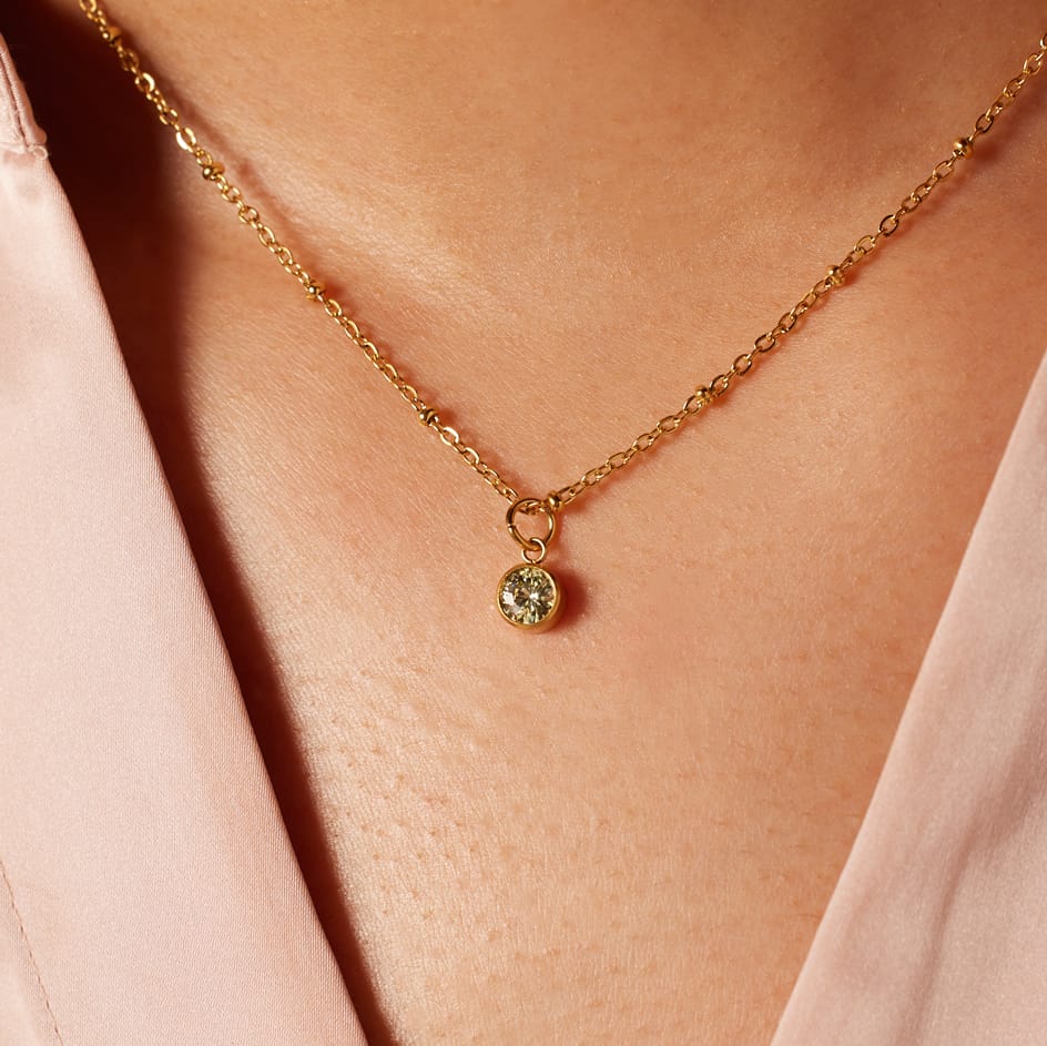 Stainless steel goldplated ketting met geboortesteen hanger November