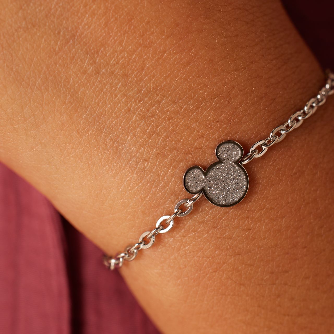 Disney - Stainless steel armband Mickey Moude met glitter