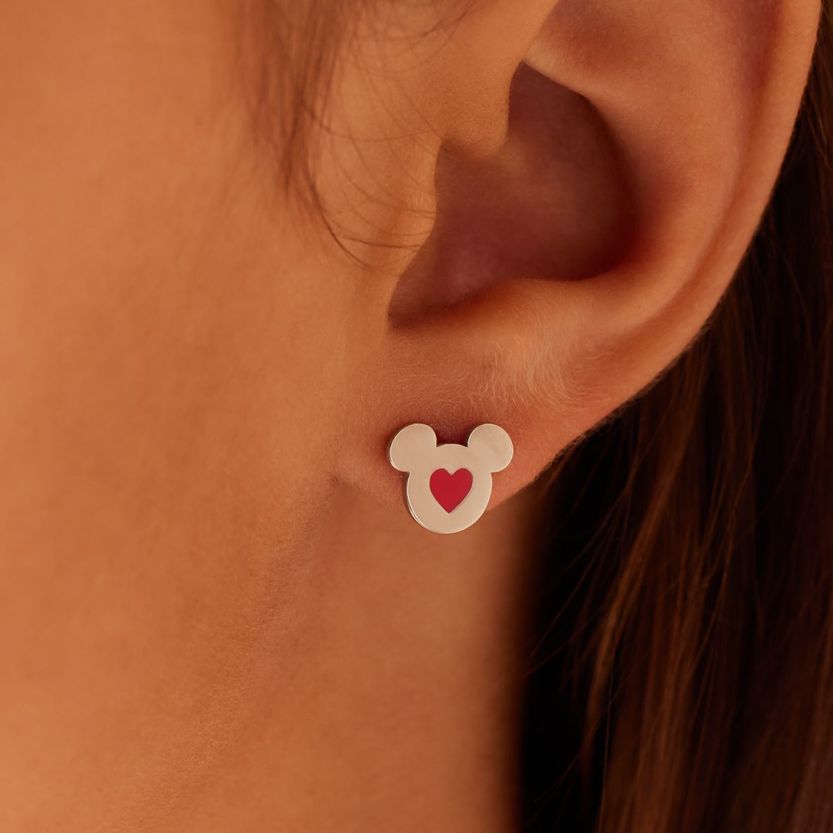 Disney stainless steel oorbellen Mickey hart roze emaille