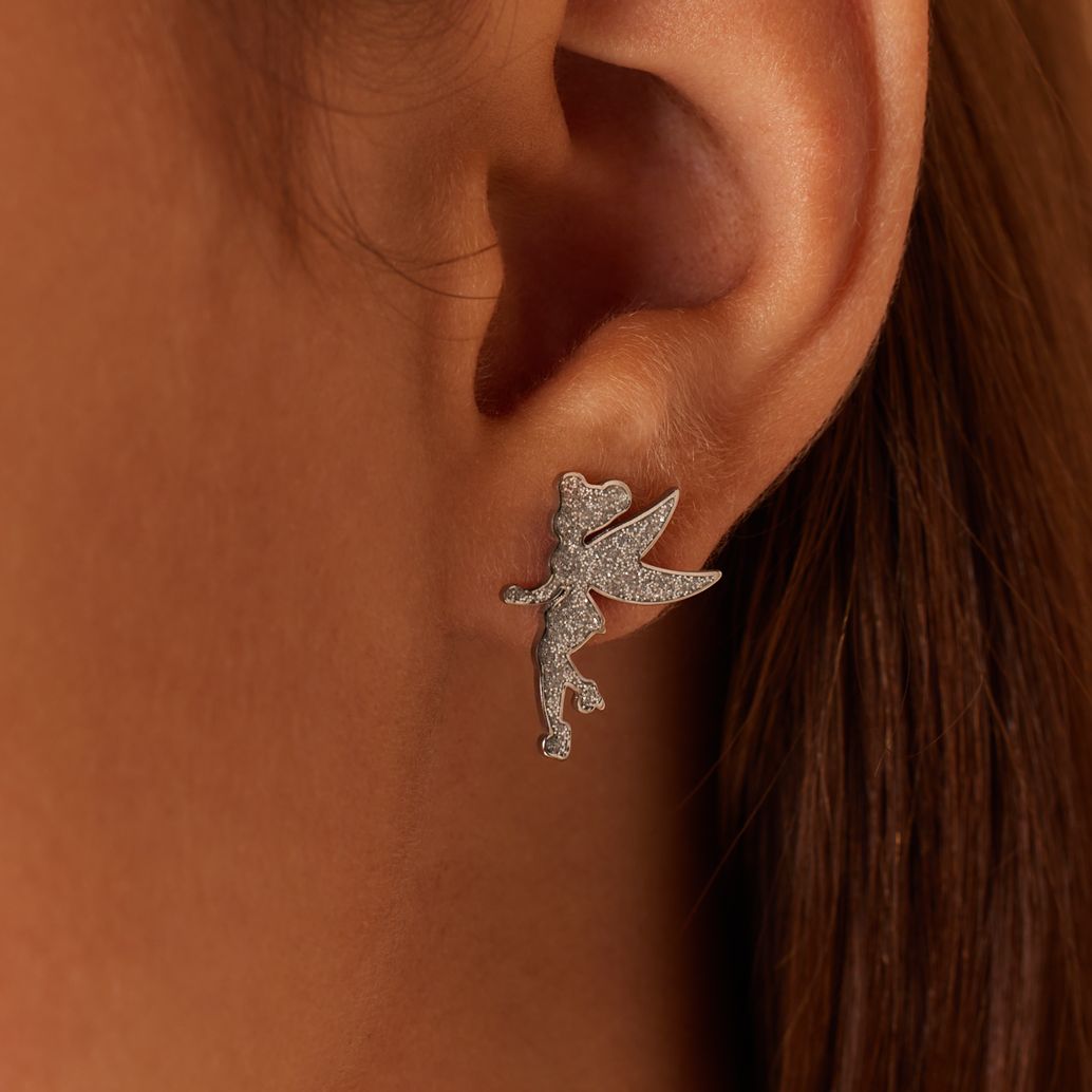 Disney stainless steel oorknoppen Tinkerbell met glitter
