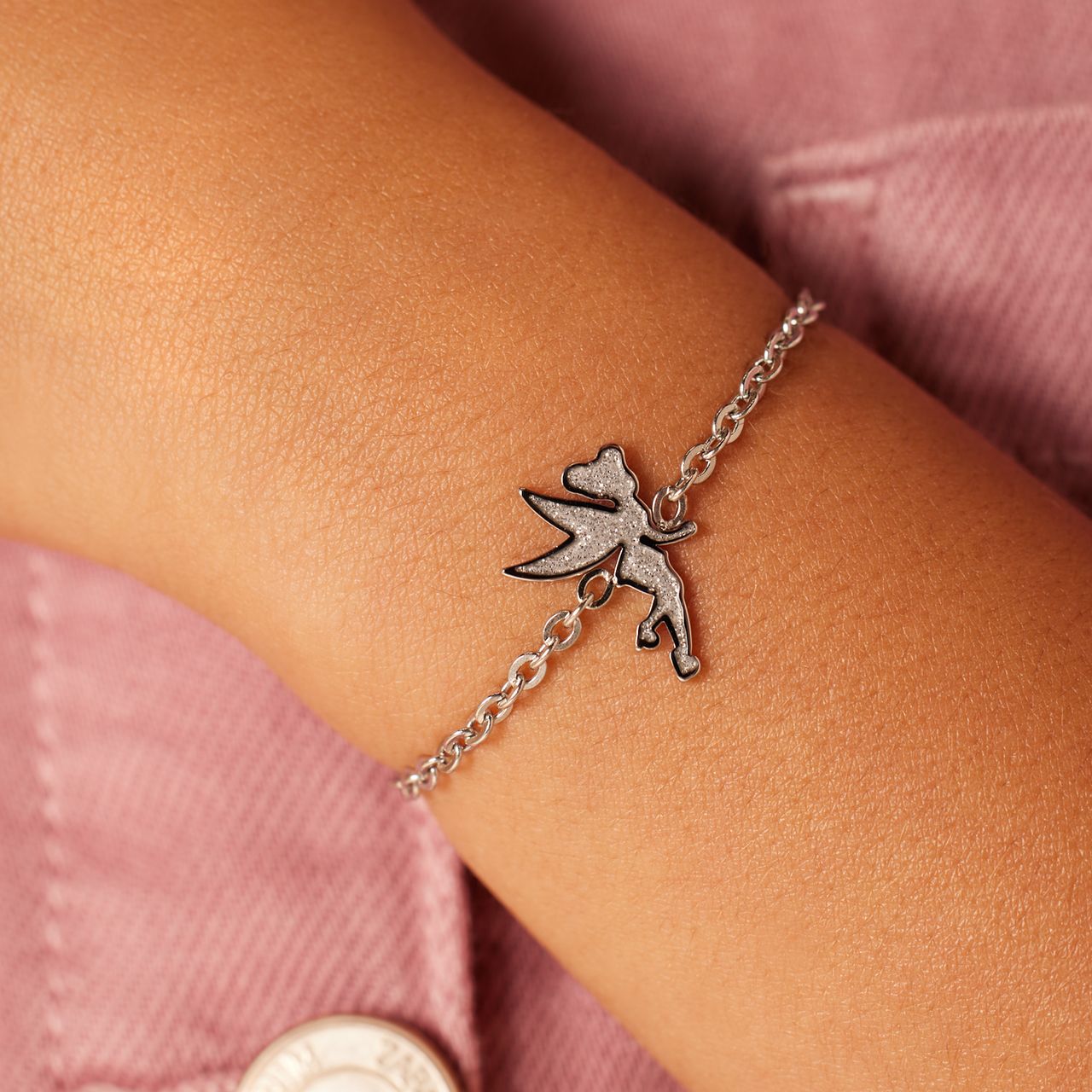 Disney – Armband aus Edelstahl, Tinkerbell, mit Glitter