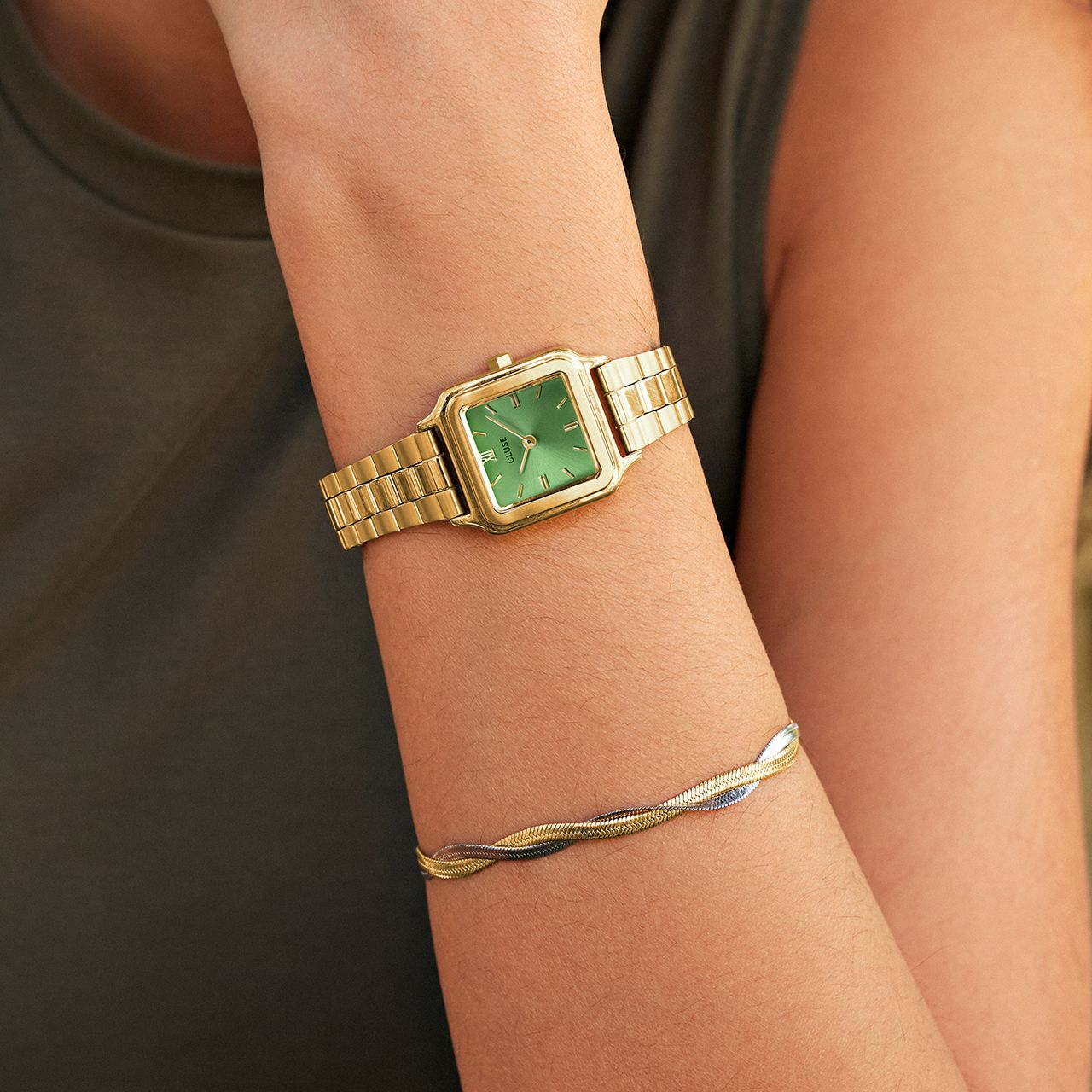 CLUSE – Armbanduhr „Gracieuse Petite“, Gold und Grün