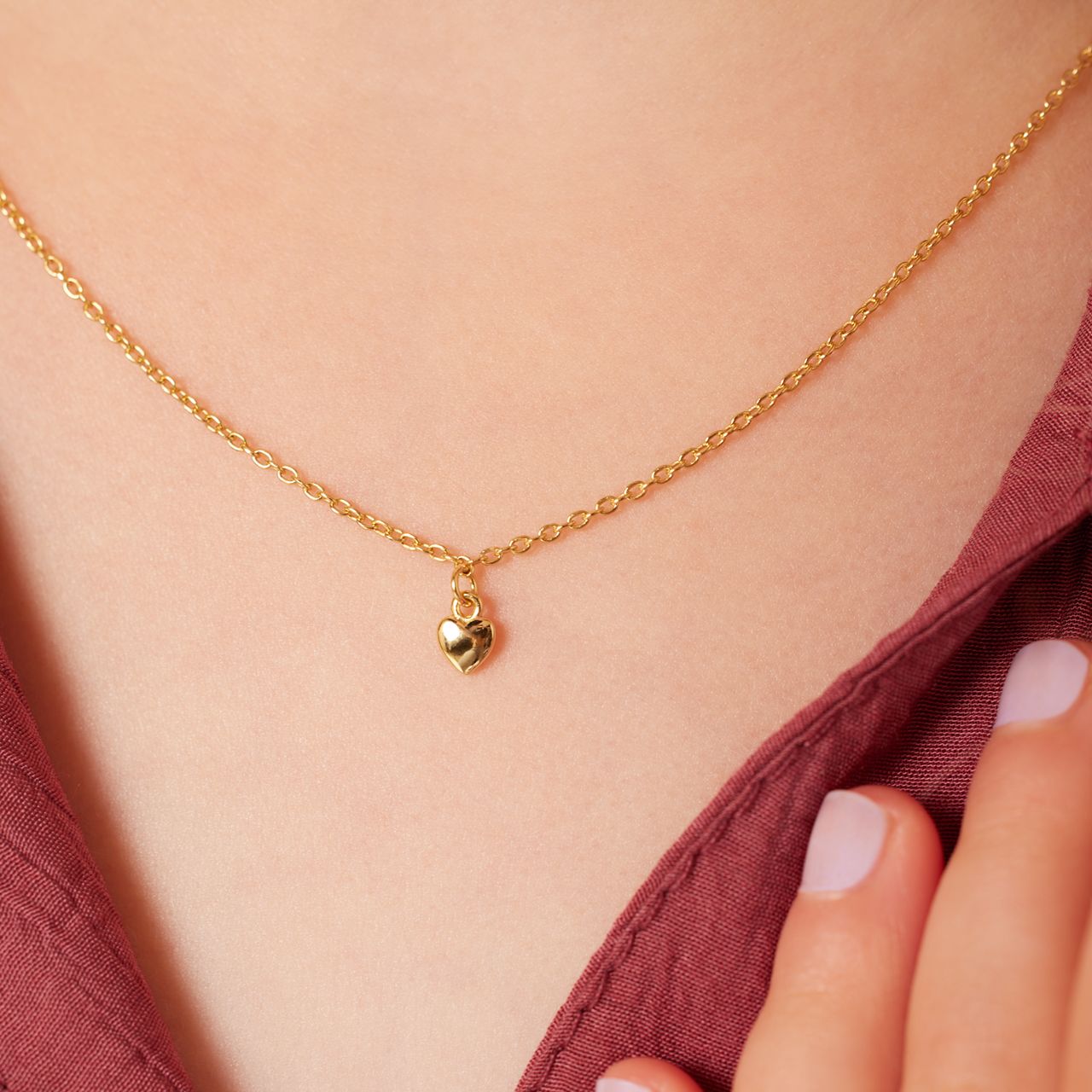 Zilveren goldplated kinderketting met hanger hart
