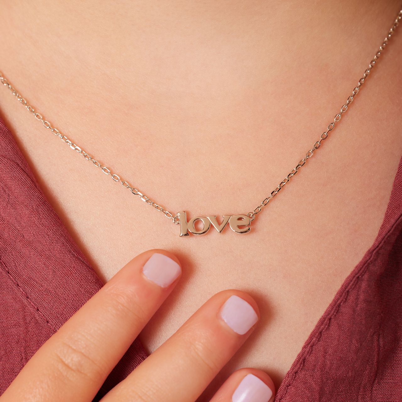 Halskette aus 925er Silber, „Love”