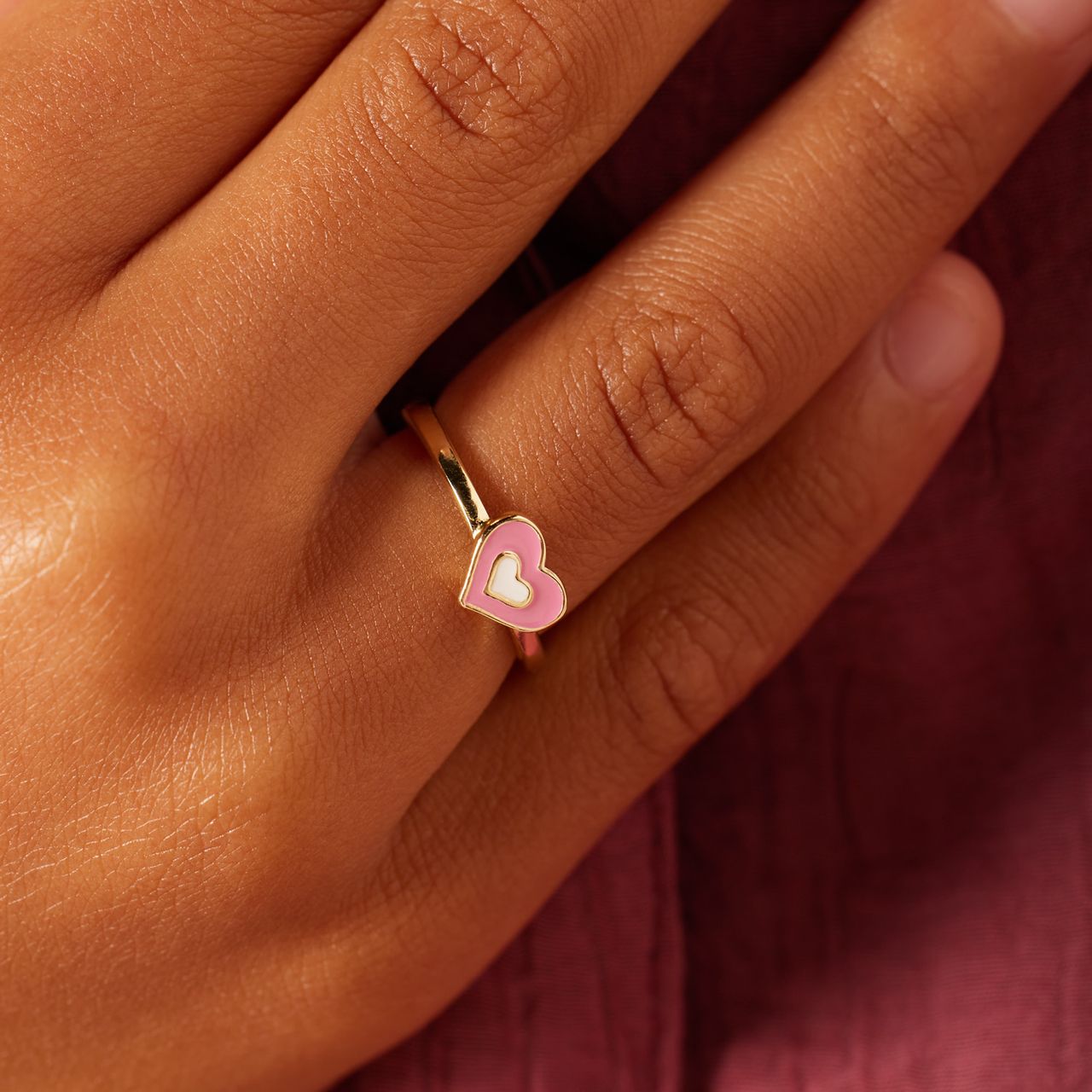 Zilveren goldplated ring emaille roze